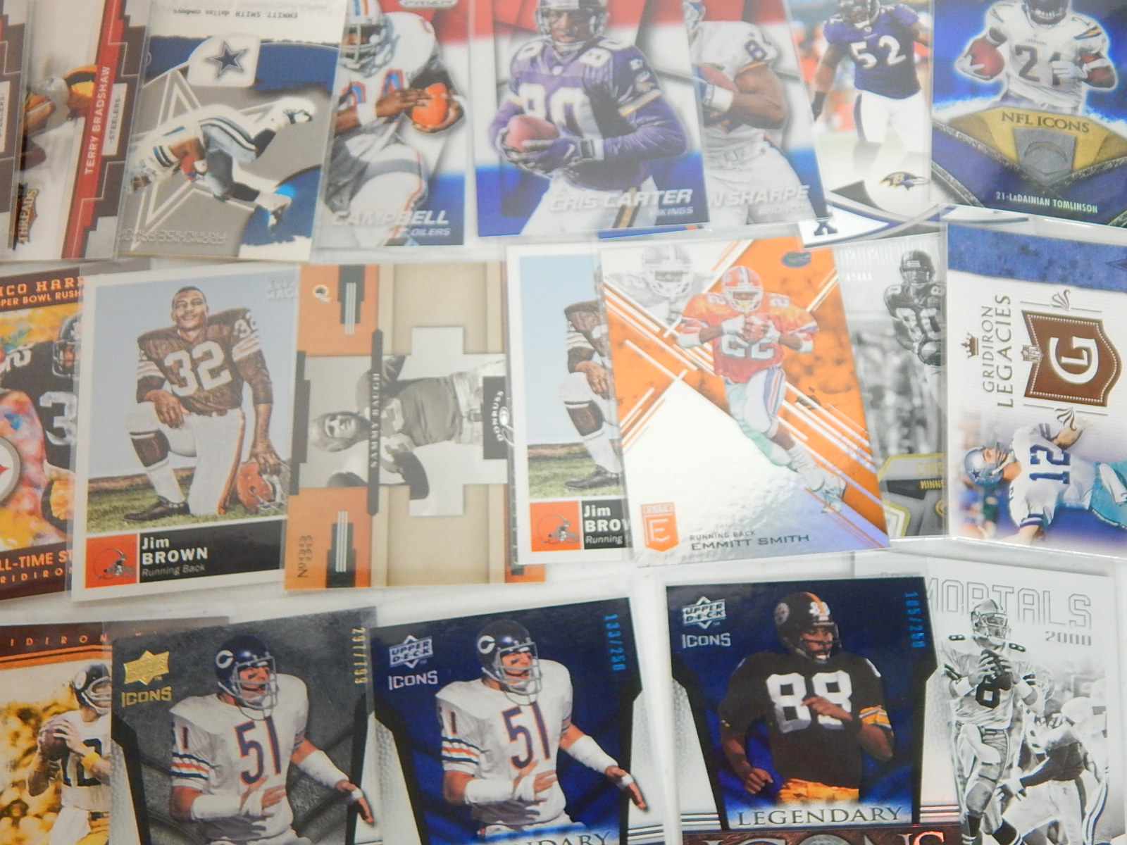 Over 100 HOF Football Cards with Short Prints, Refractors, Serial Numbered, More