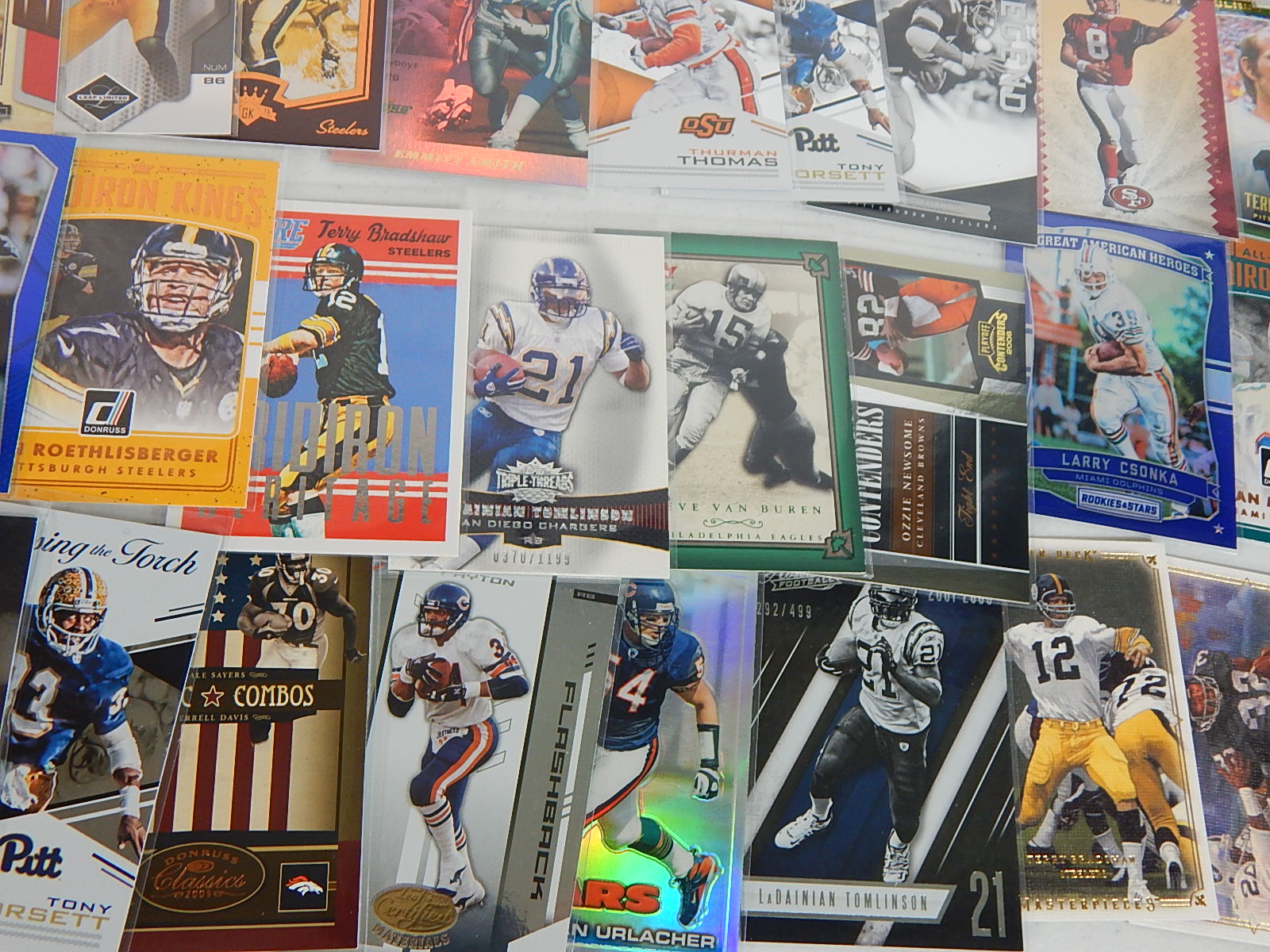 Over 100 HOF Football Cards with Short Prints, Refractors, Serial Numbered, More