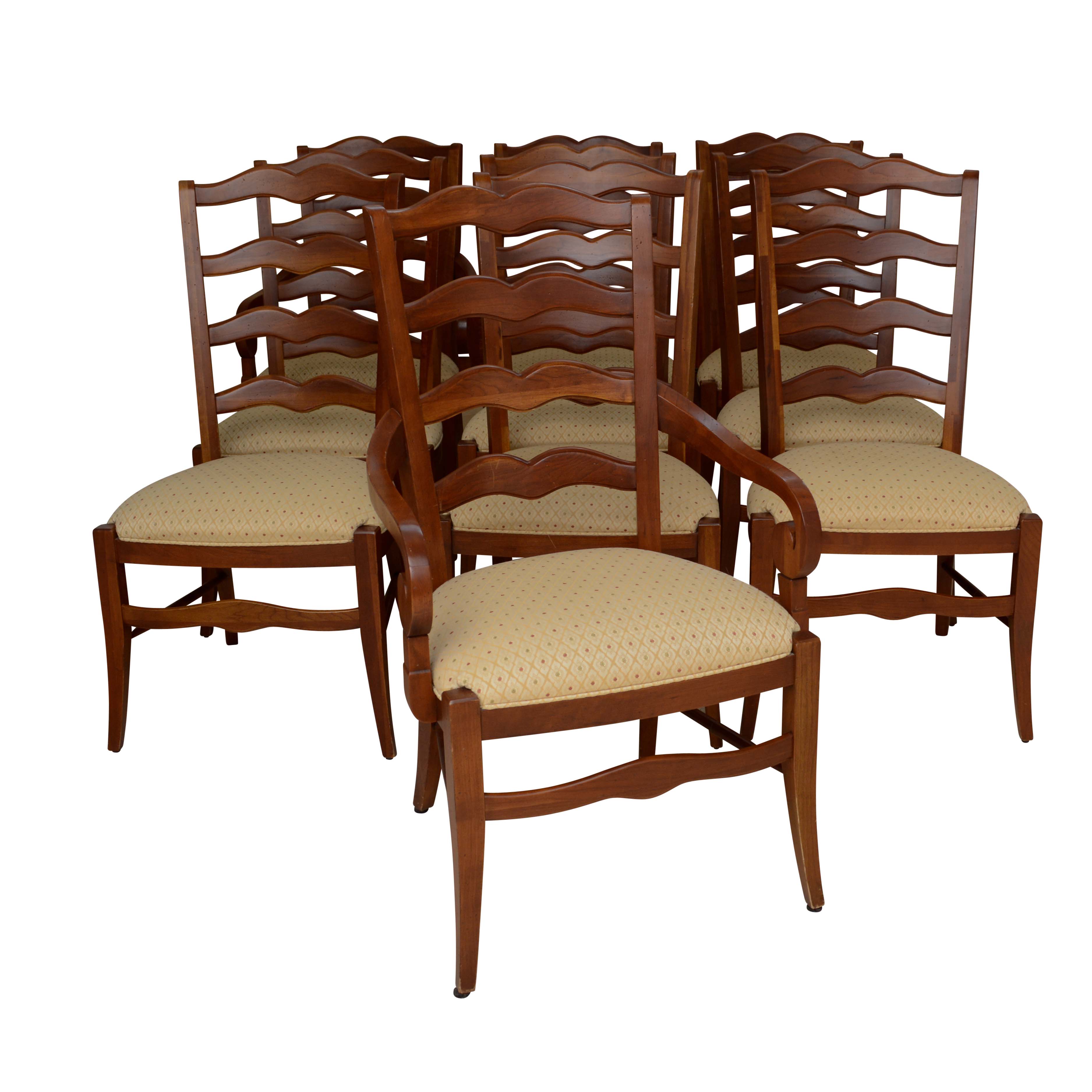 Set of Ten Mahogany Ladder Back Dining Chairs by Ethan Allen