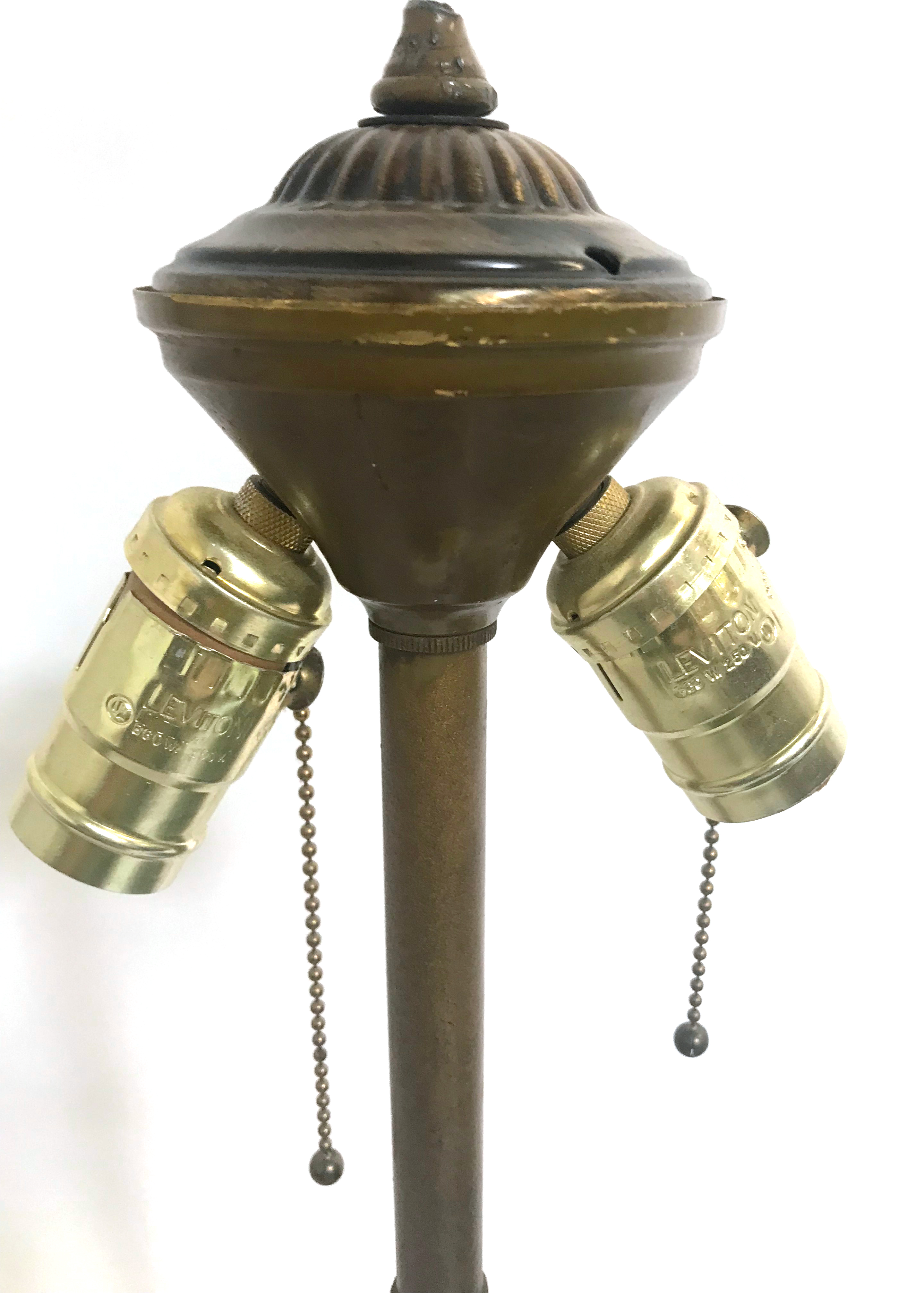 Vintage Tiffany Style Table Lamp With Stained Glass Shade