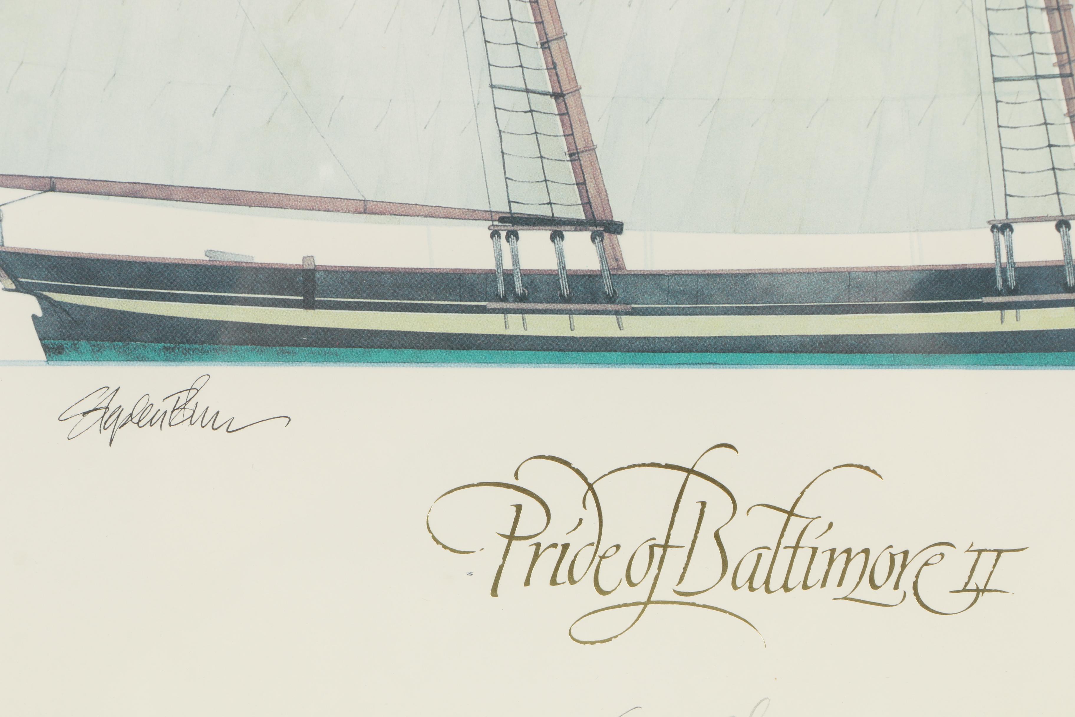 Stephen J. Beshara Limited Edition Offset Lithograph " Pride of Baltimore II"