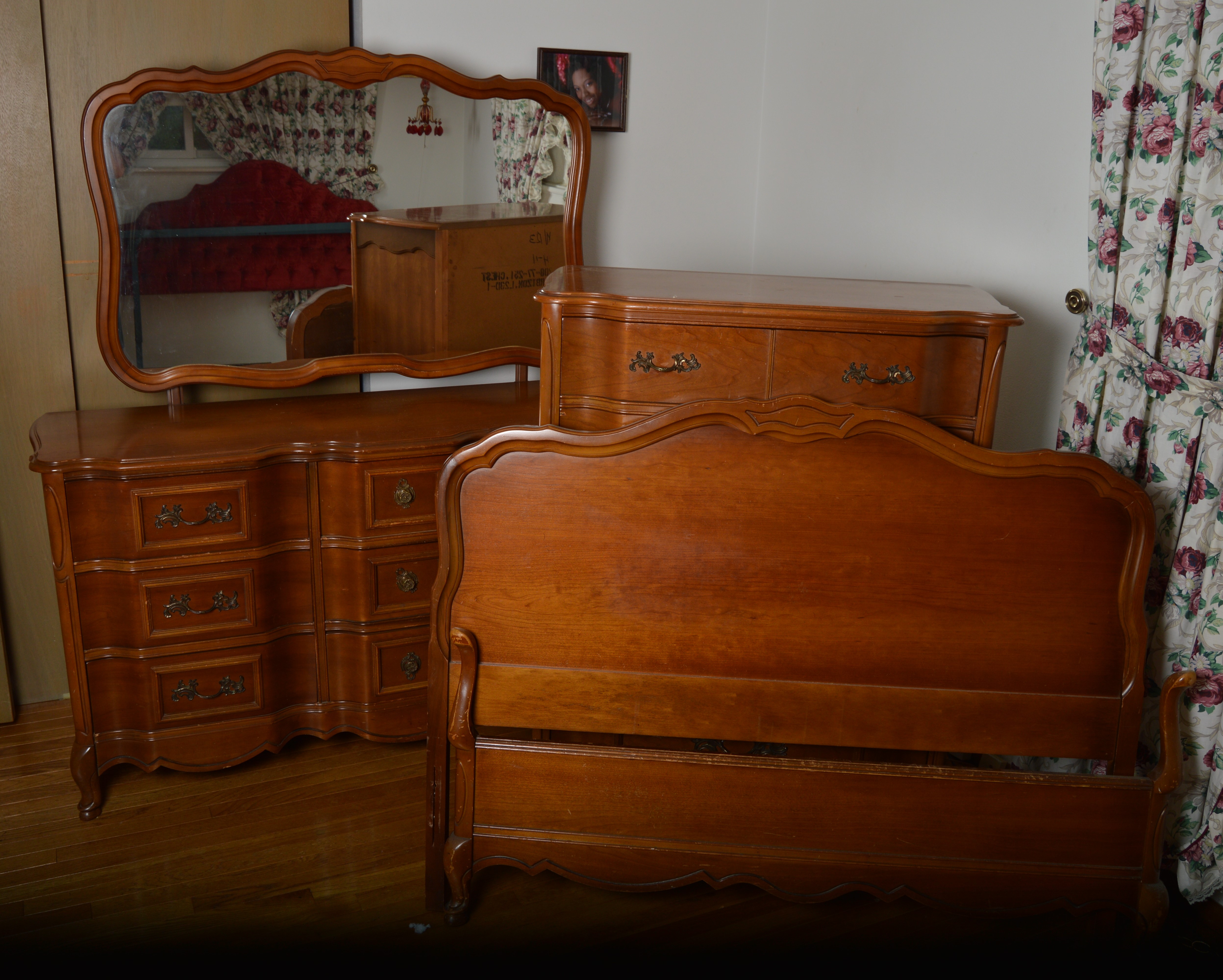 Vintage French Provincial Cherry Bedroom Set by Bassett