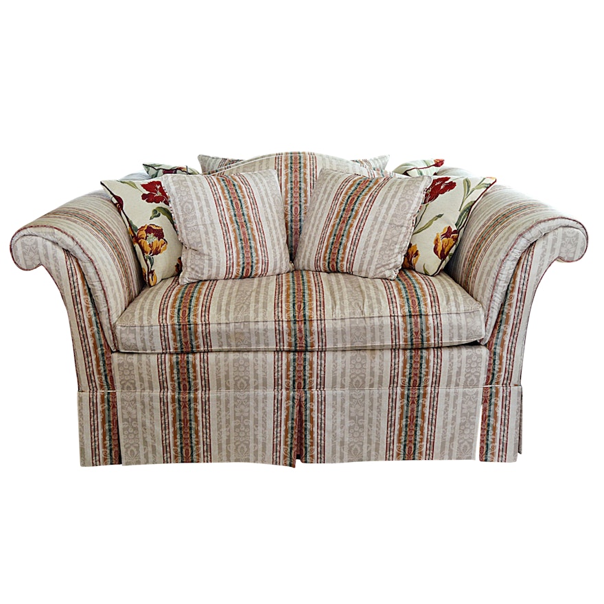 Queen Anne Style Down and Feather-Filled Upholstered Loveseat