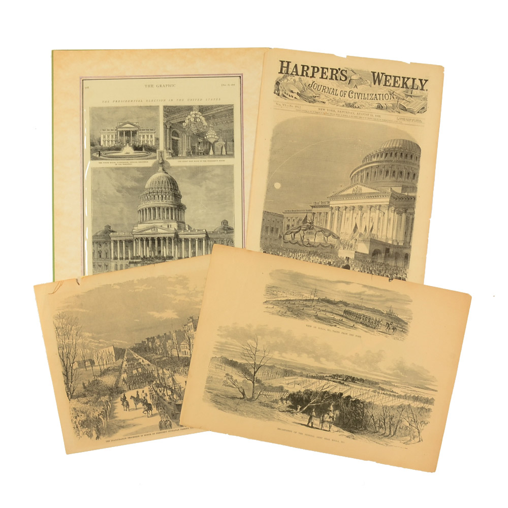 Collection of 19th Century Wood Engravings from Illustrated Newspapers