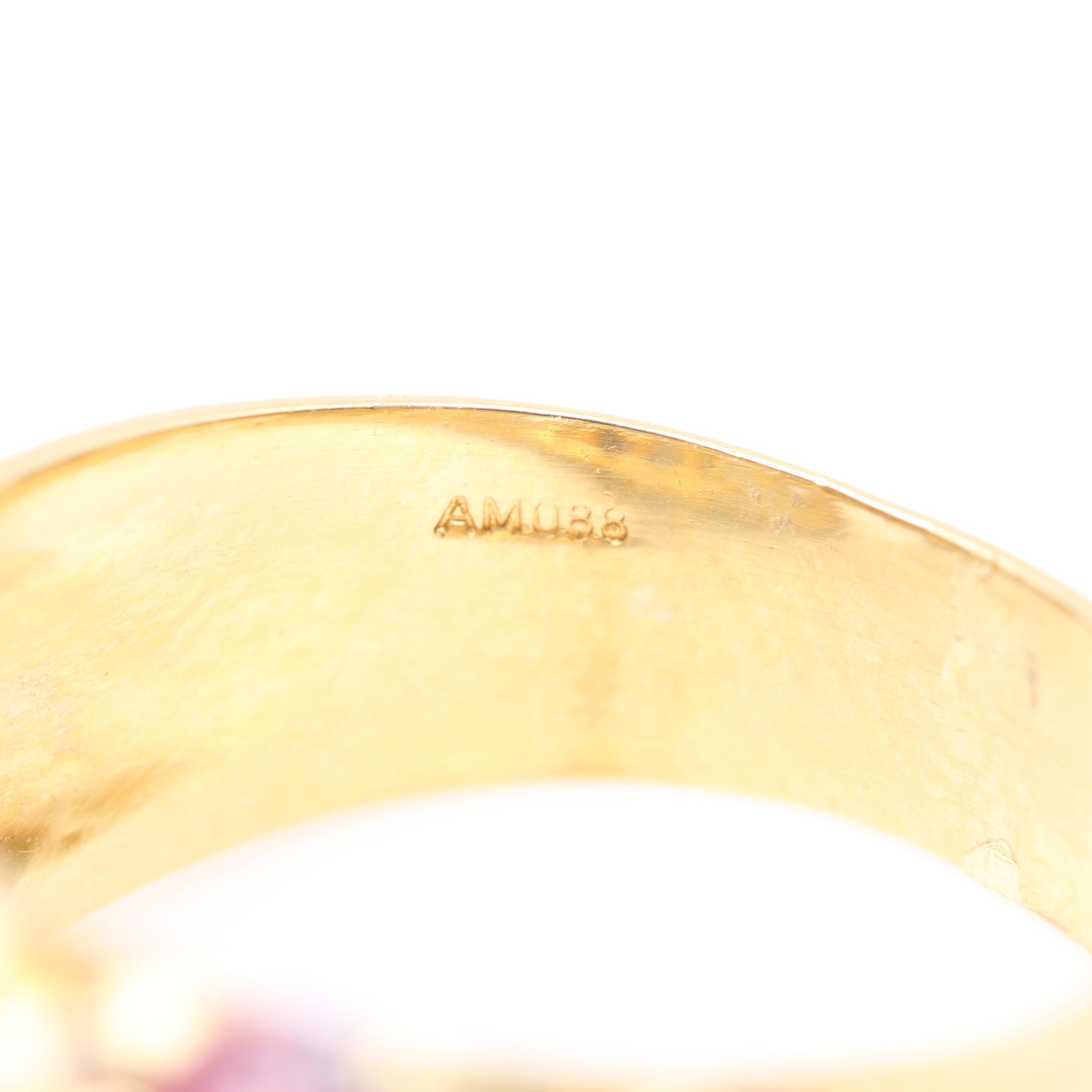 18K Yellow Gold Multi Gemstone Dome Ring