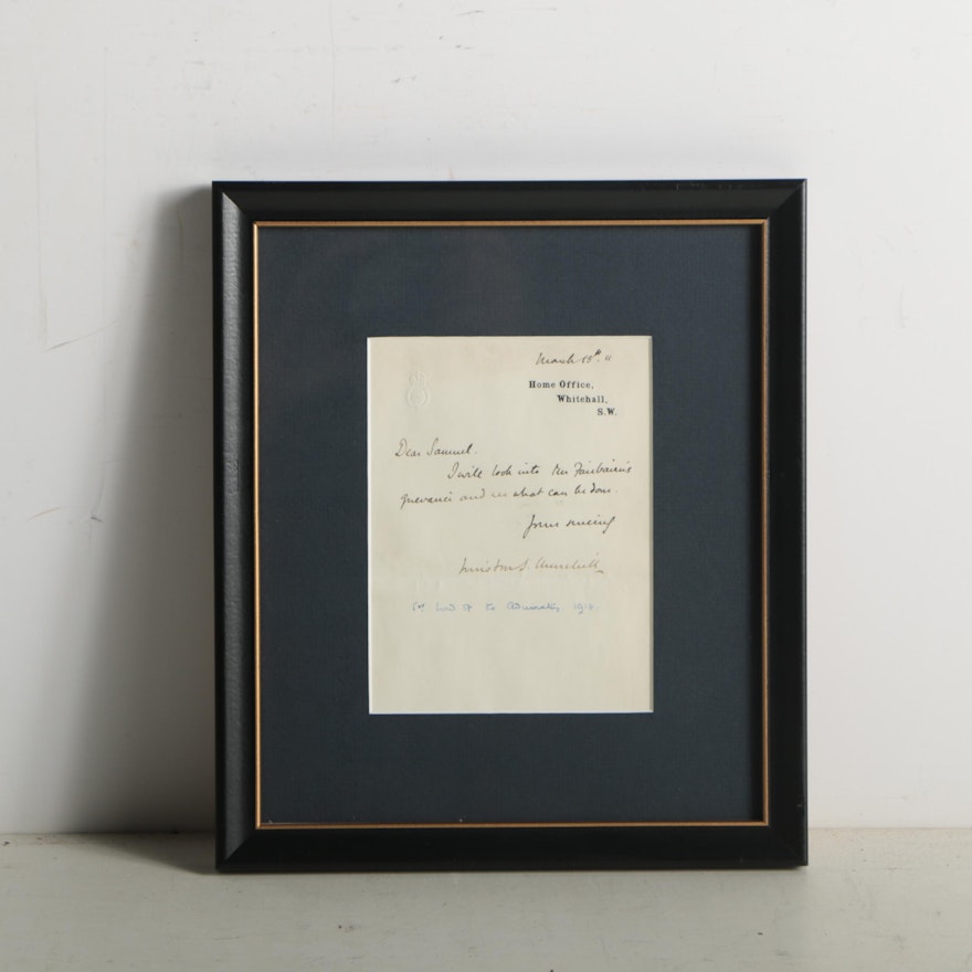 1911 Winston Churchill Signed Correspondence as Home Secretary