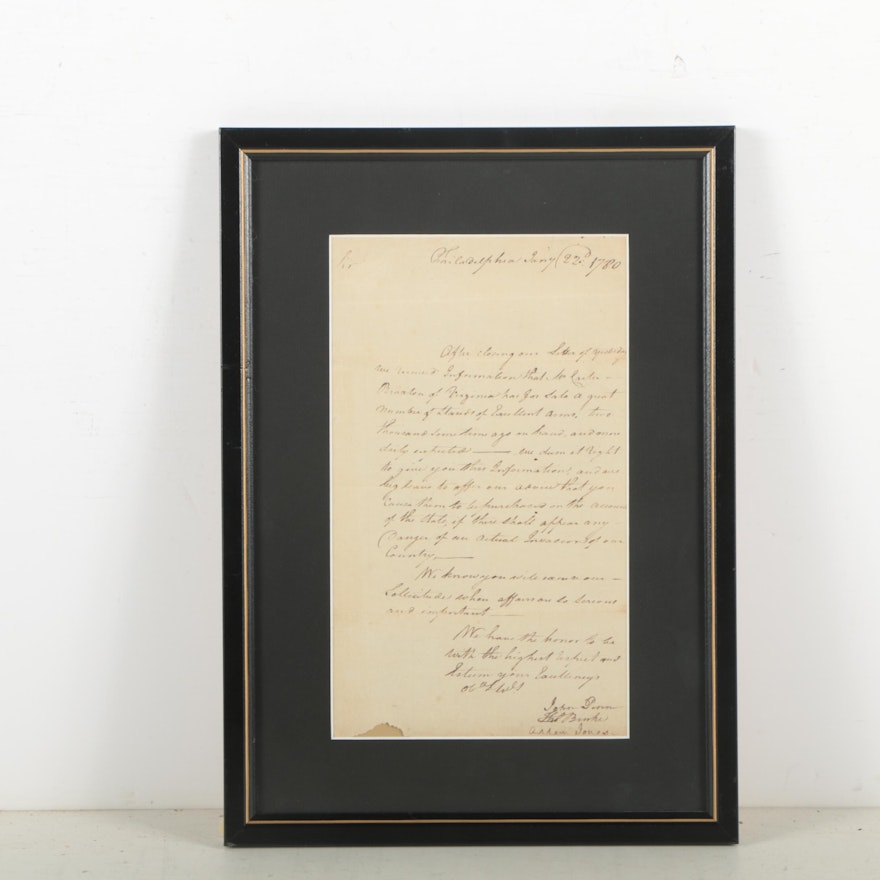 John Penn War-Date Document Signed as Delegate From North Carolina
