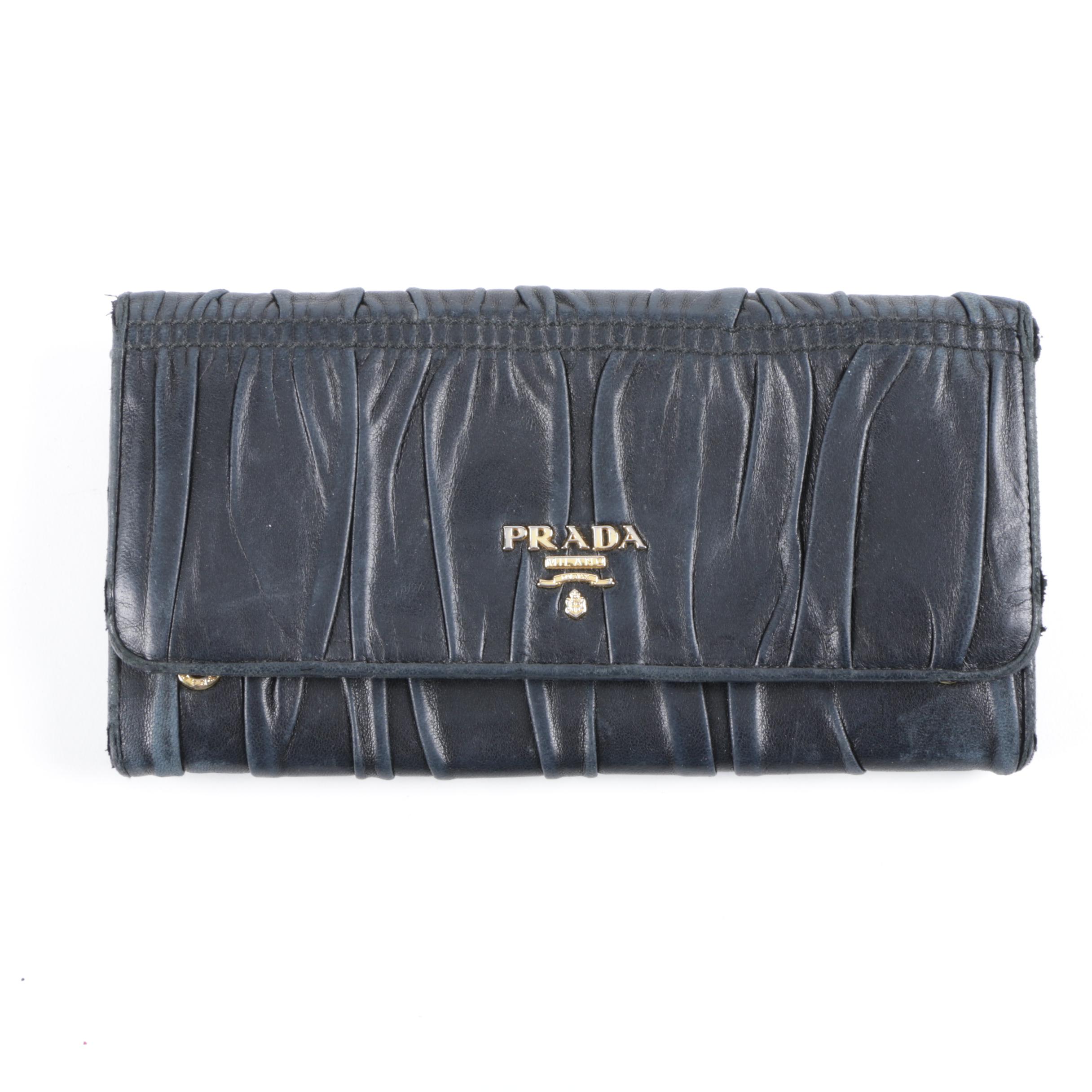 Prada Gathered Leather Wallet