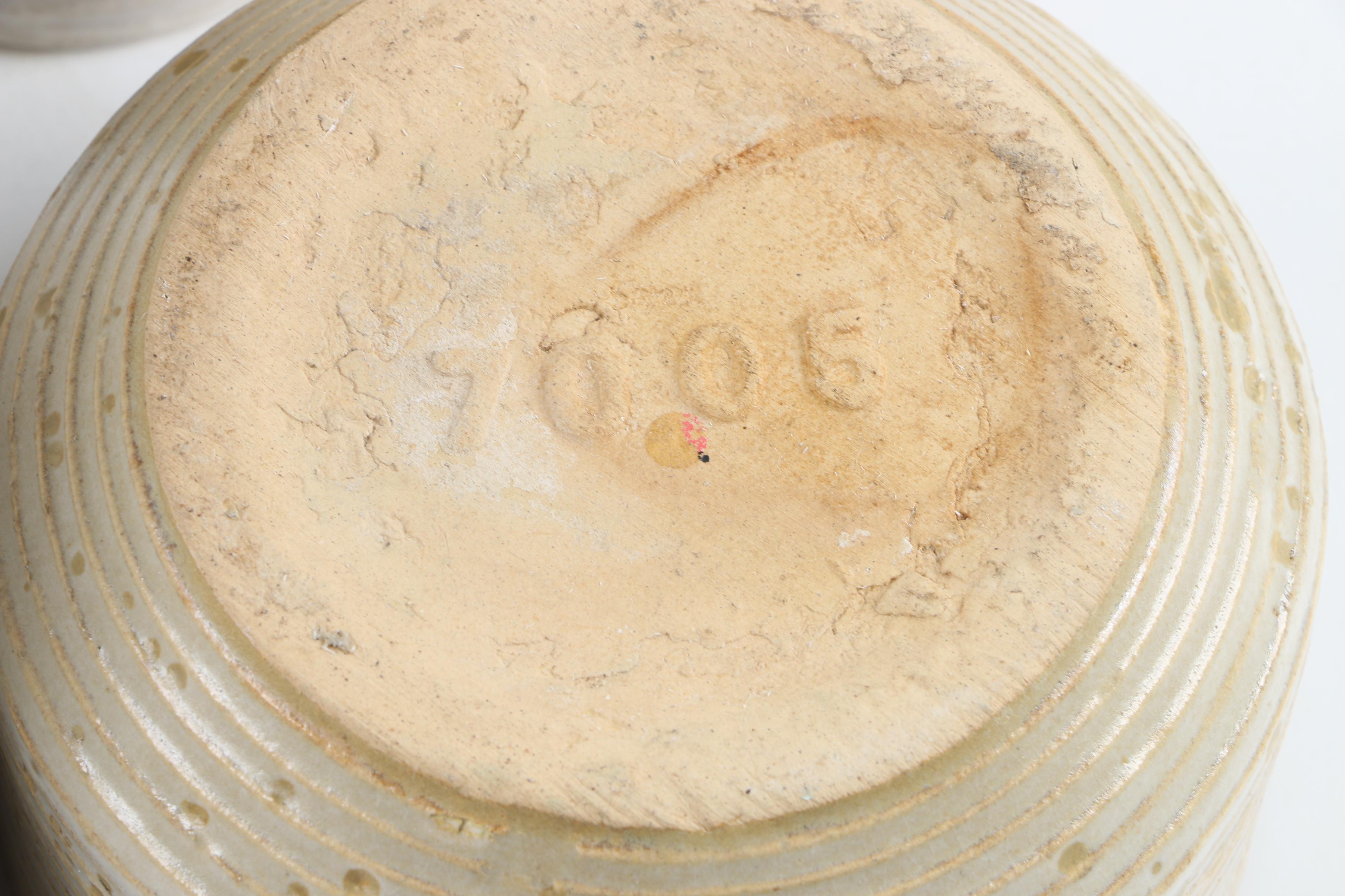 Zanesville "Stoneage Modern" Oatmeal Glazed Planters Designed by Bud Linn