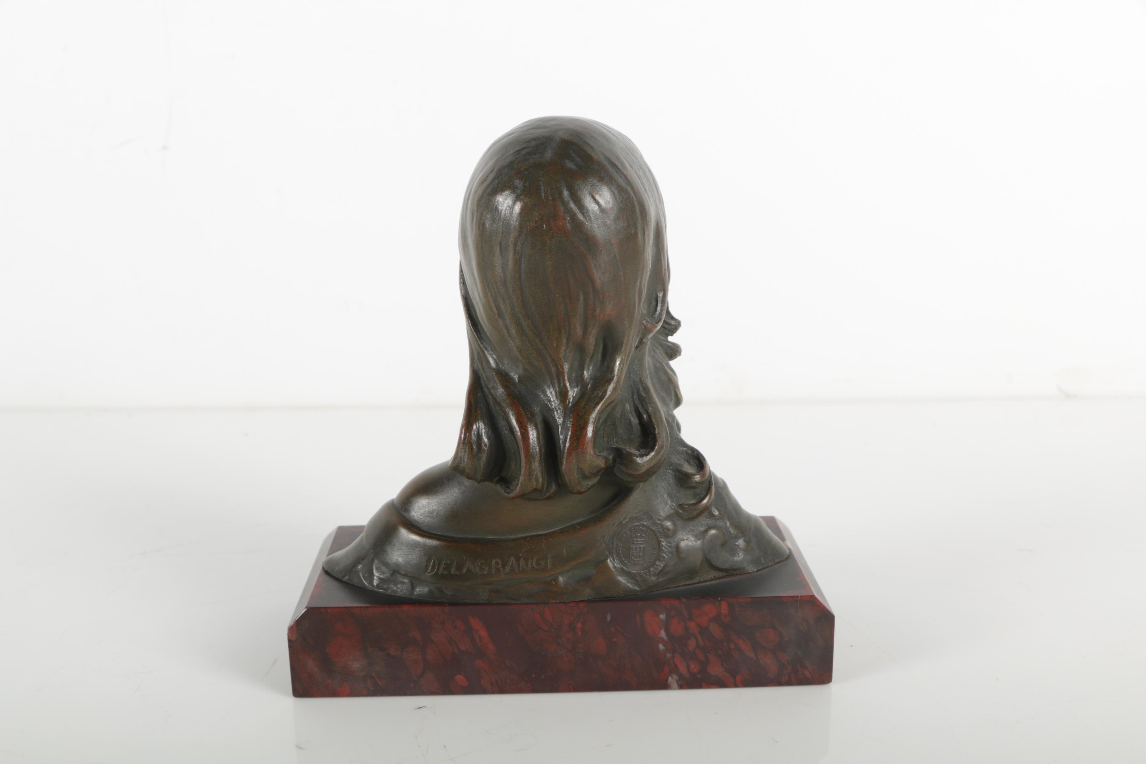 Léon Noel Delagrange Bronze Bust on Marble Base
