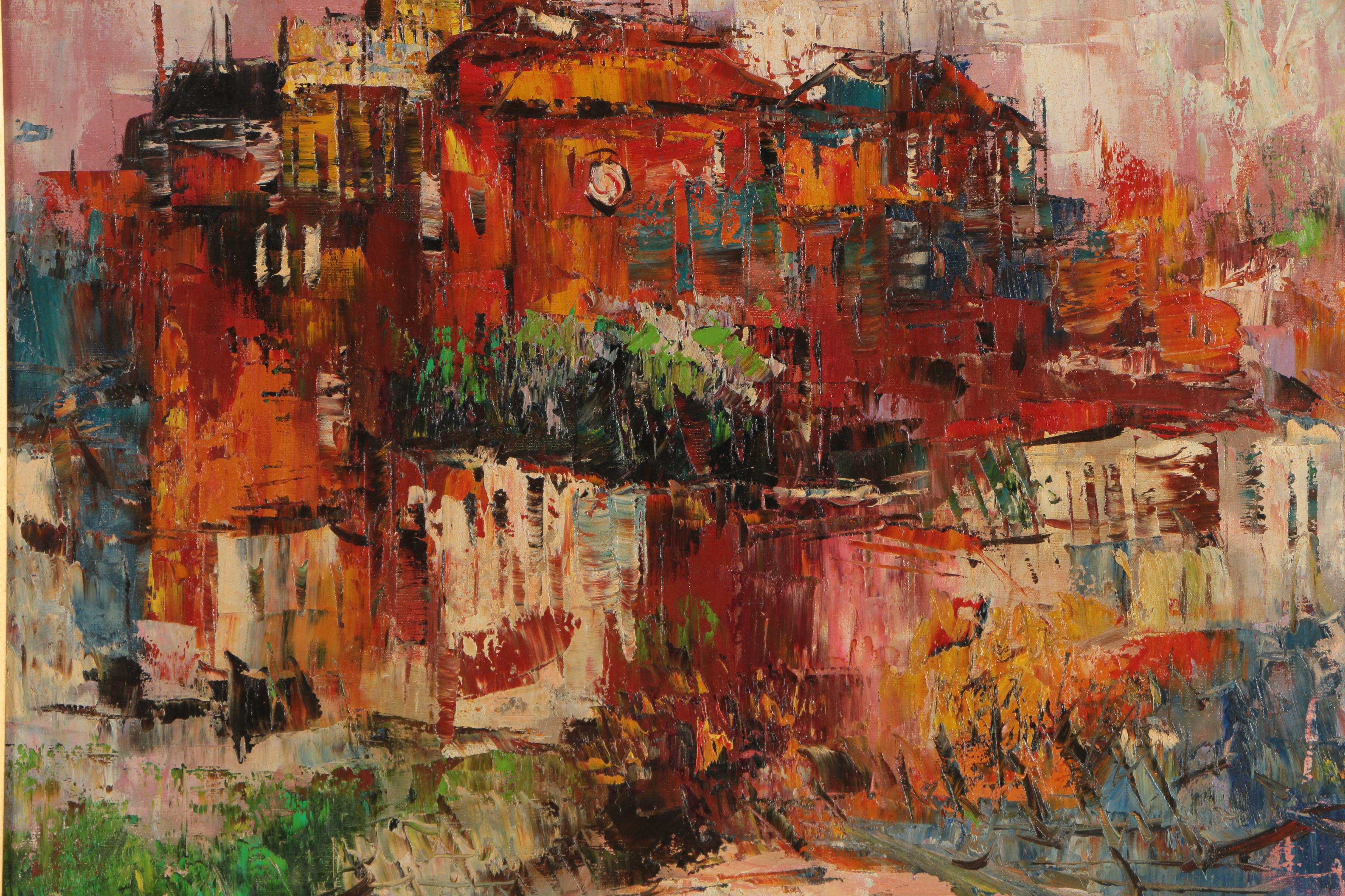 K. Brasso Abstract Oil Painting of a City