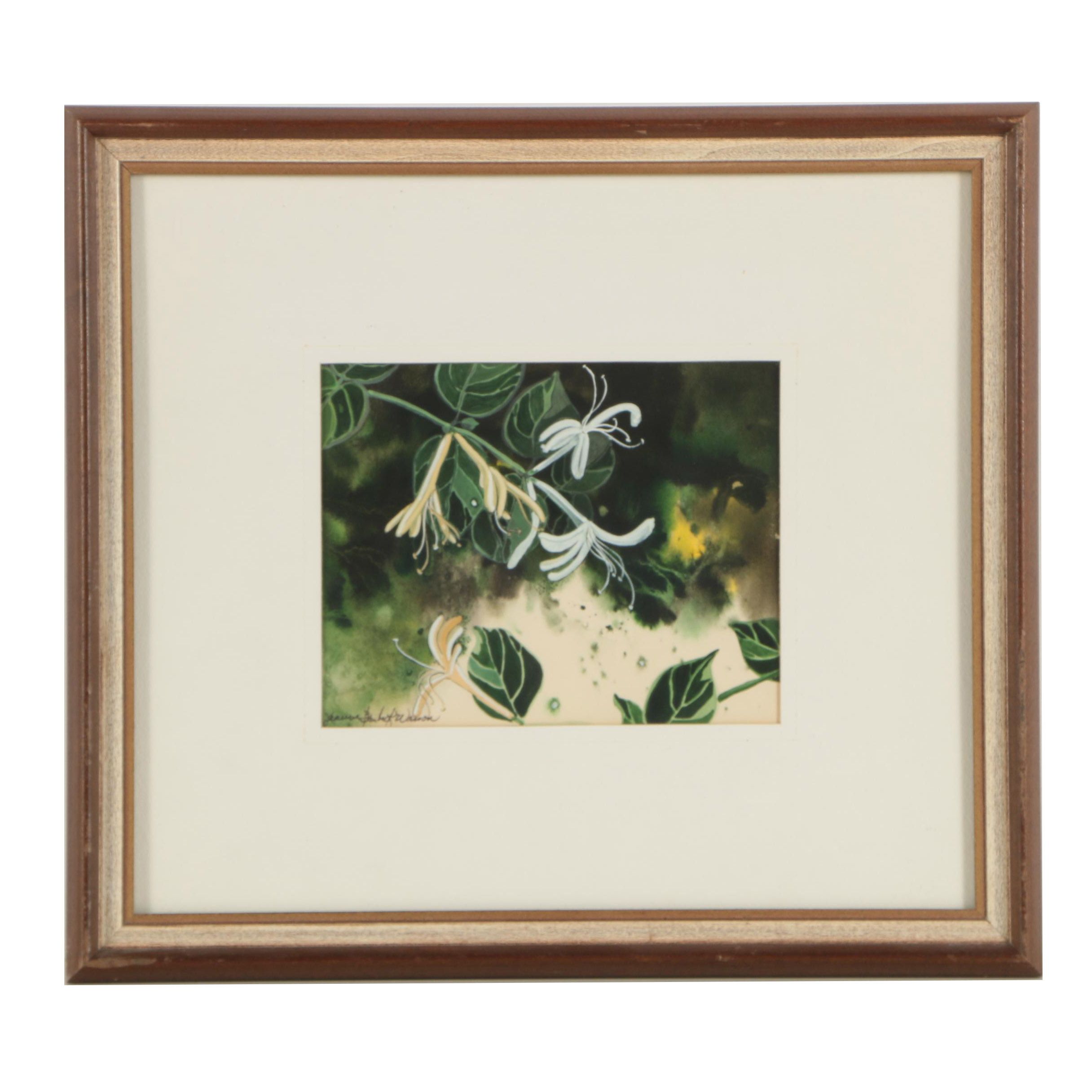 Jeanne Brubeck Wasson Watercolor and Gouache Painting "Honeysuckle"