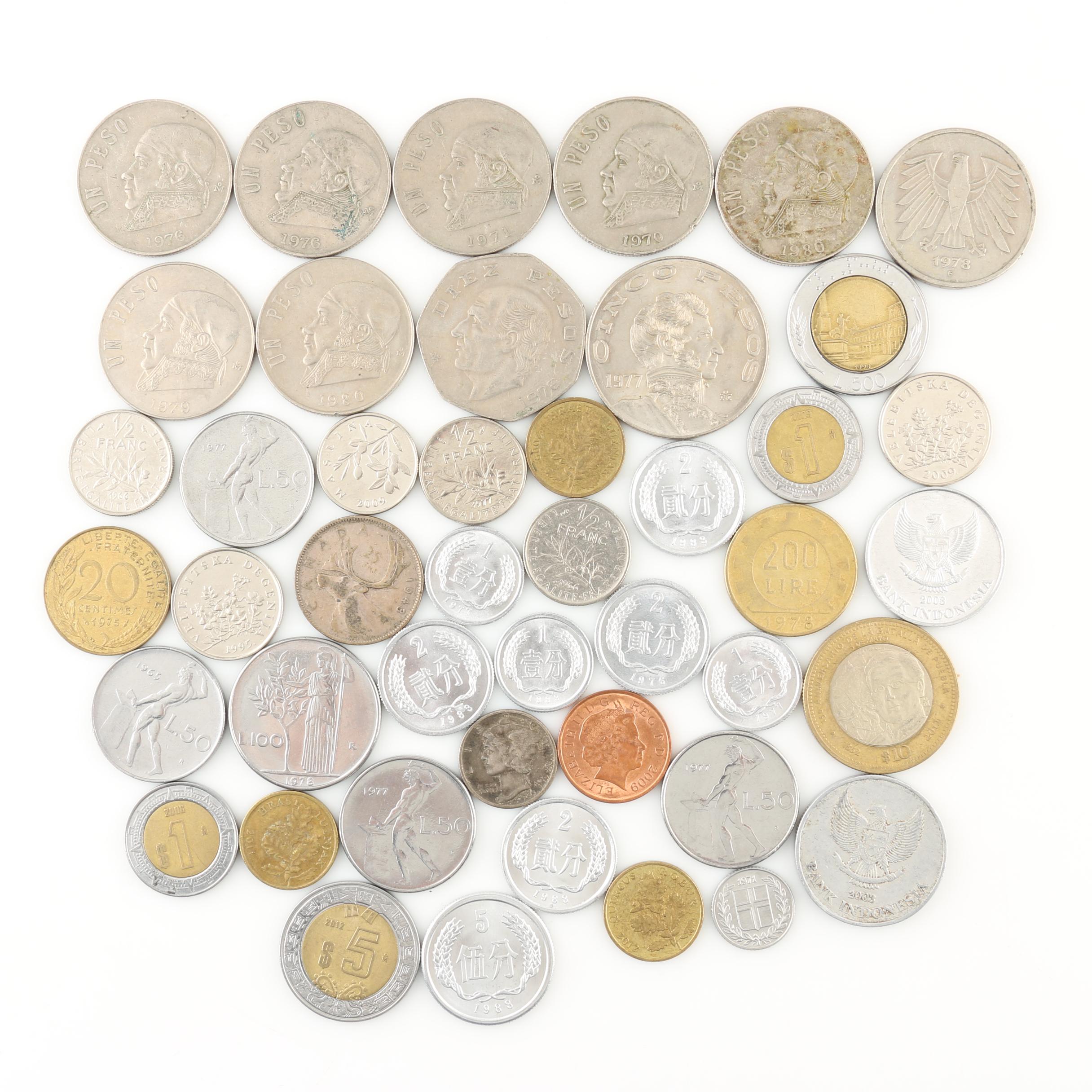 Group of Foreign Coins and Currency