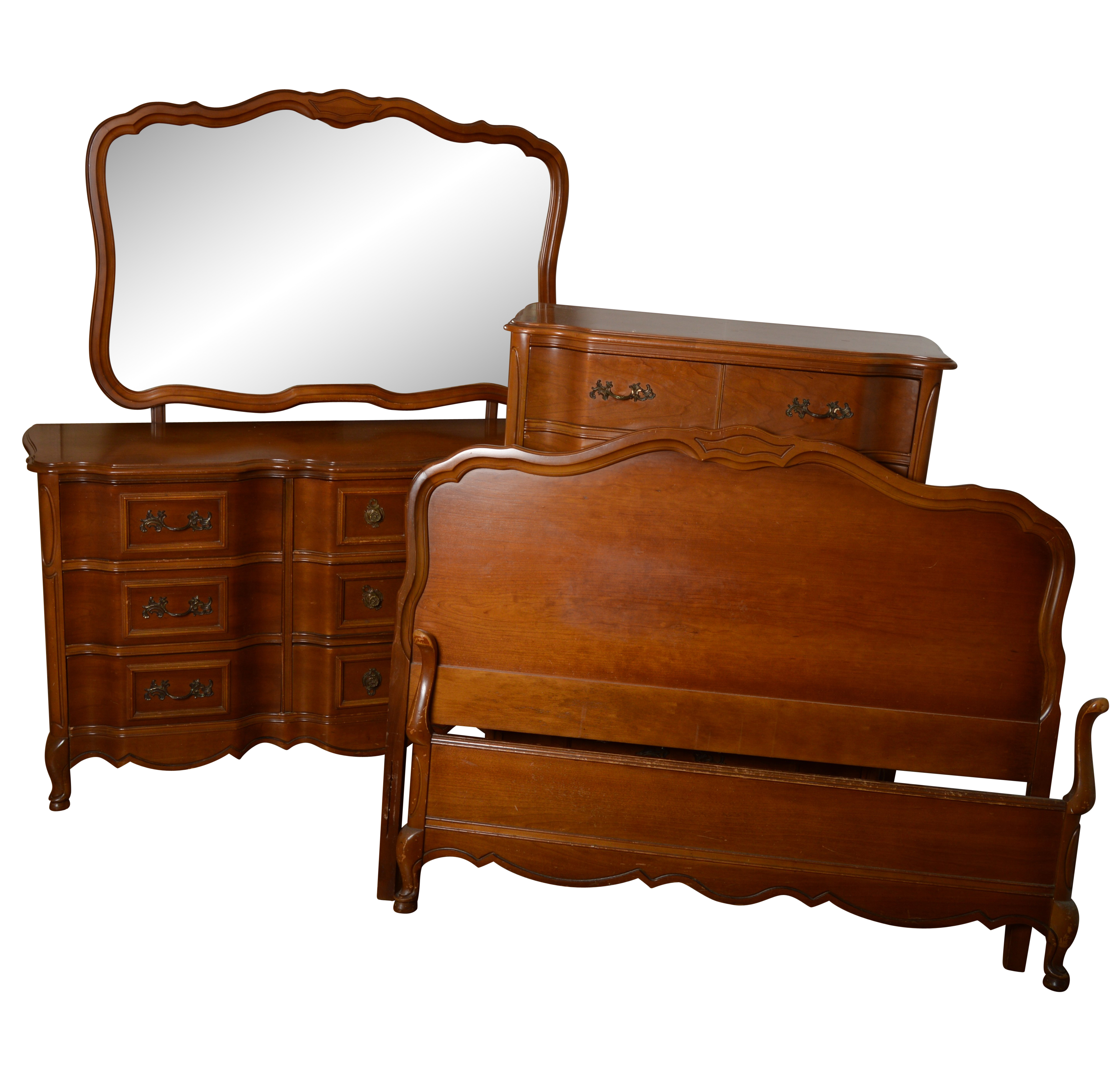 Vintage French Provincial Cherry Bedroom Set by Bassett