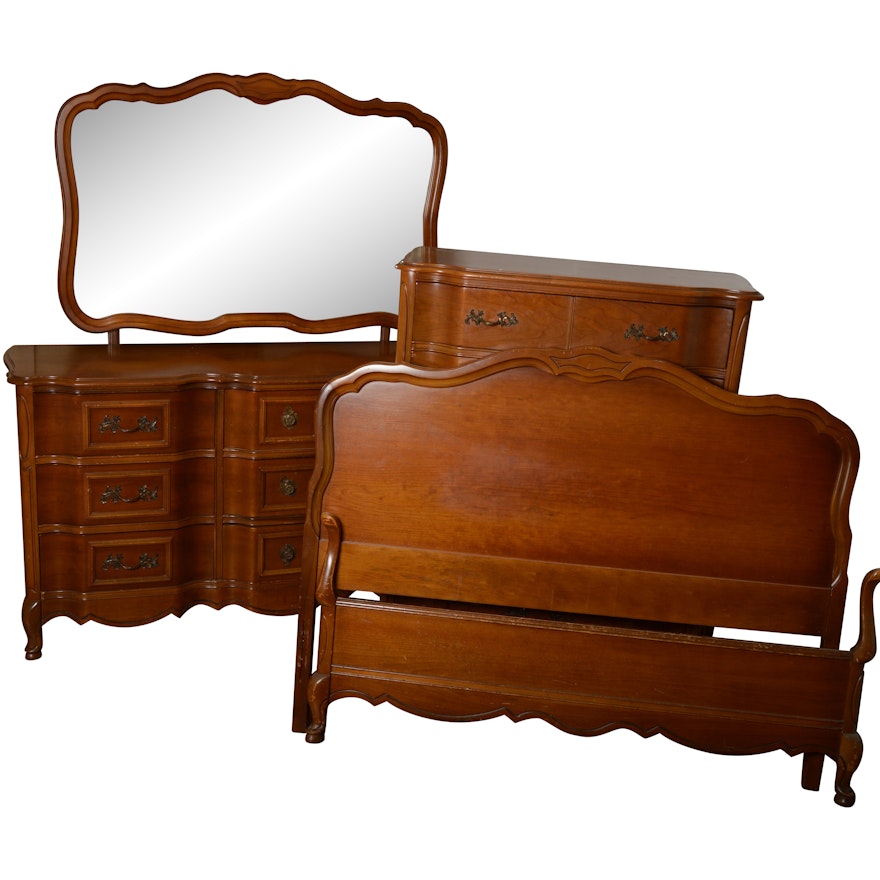 Vintage French Provincial Cherry Bedroom Set by Bassett