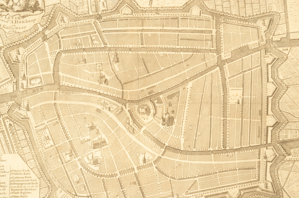 1762 Map of Leyden, Holland