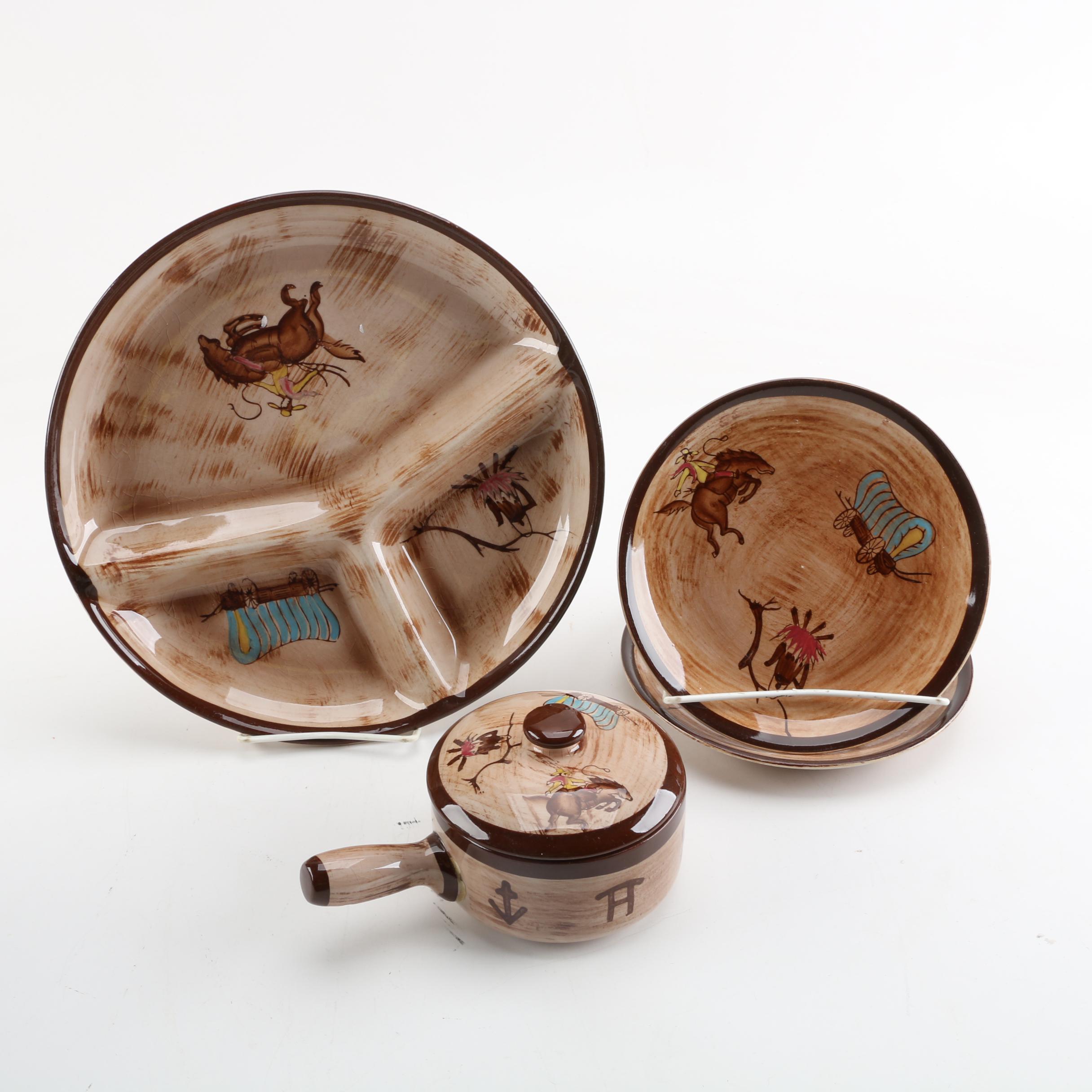 Child's Fred Roberts Designed for Nasco del Corona Ceramic "Cowboy" Tablewear