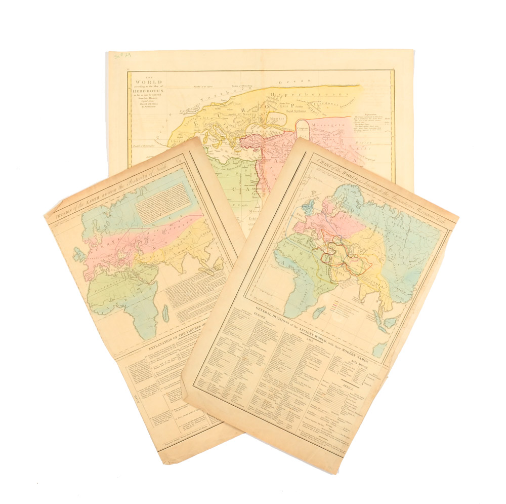 Group of Antique Unframed Maps of the Old World