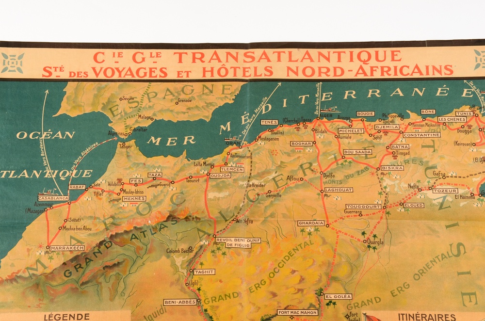 1920s French Tourist Map of North Africa