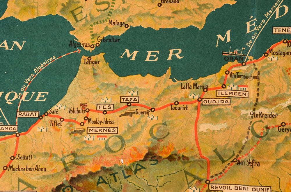 1920s French Tourist Map of North Africa