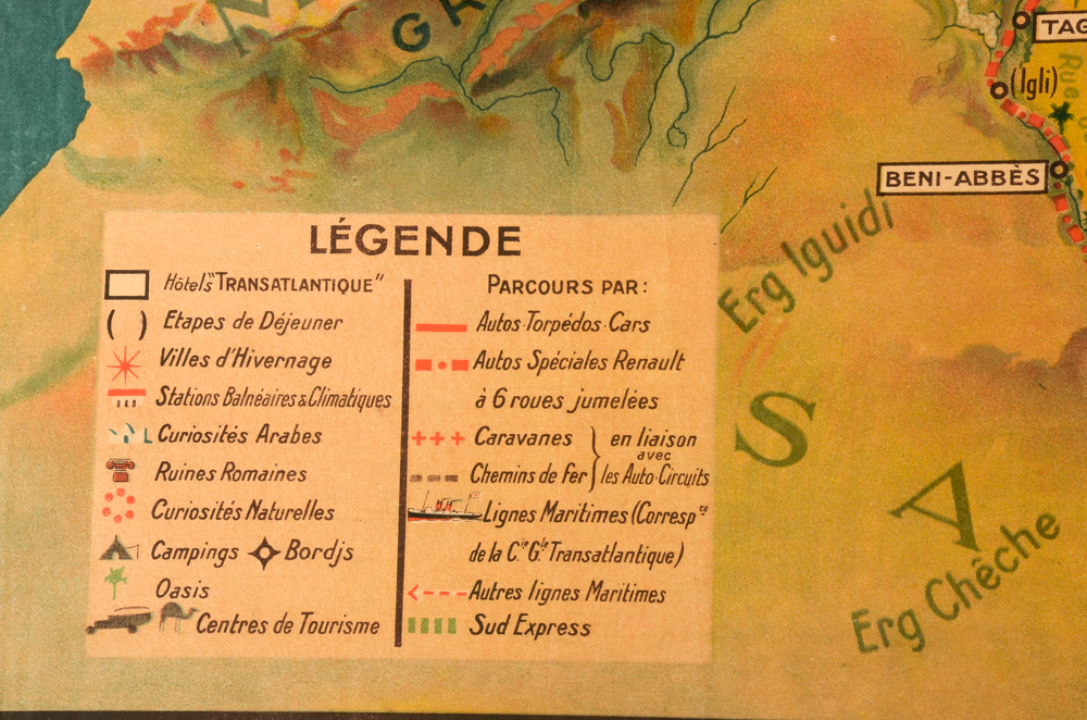 1920s French Tourist Map of North Africa