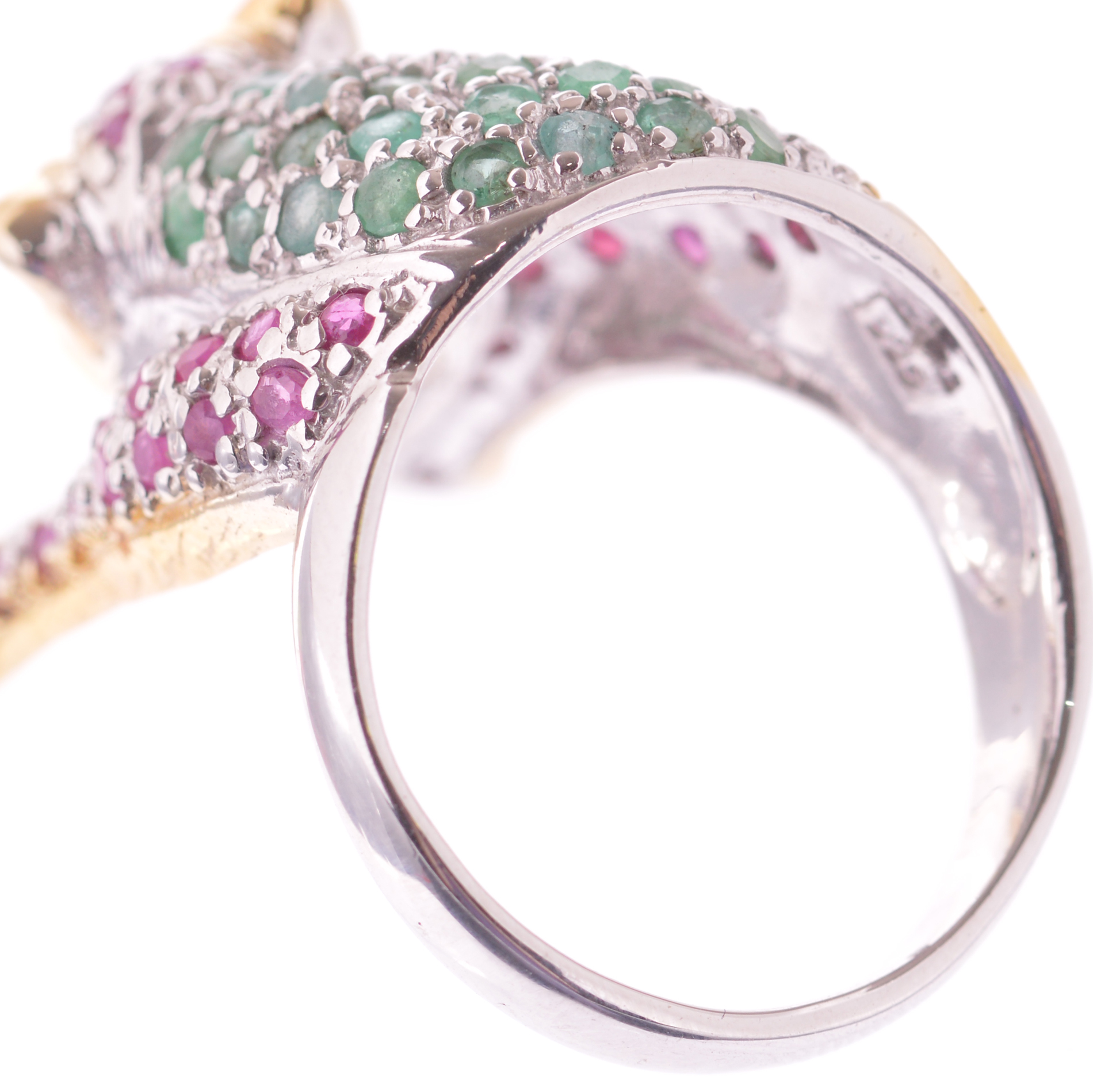 Sterling Silver 1.20 CTW Ruby, Emerald, and Peridot Leopard Ring