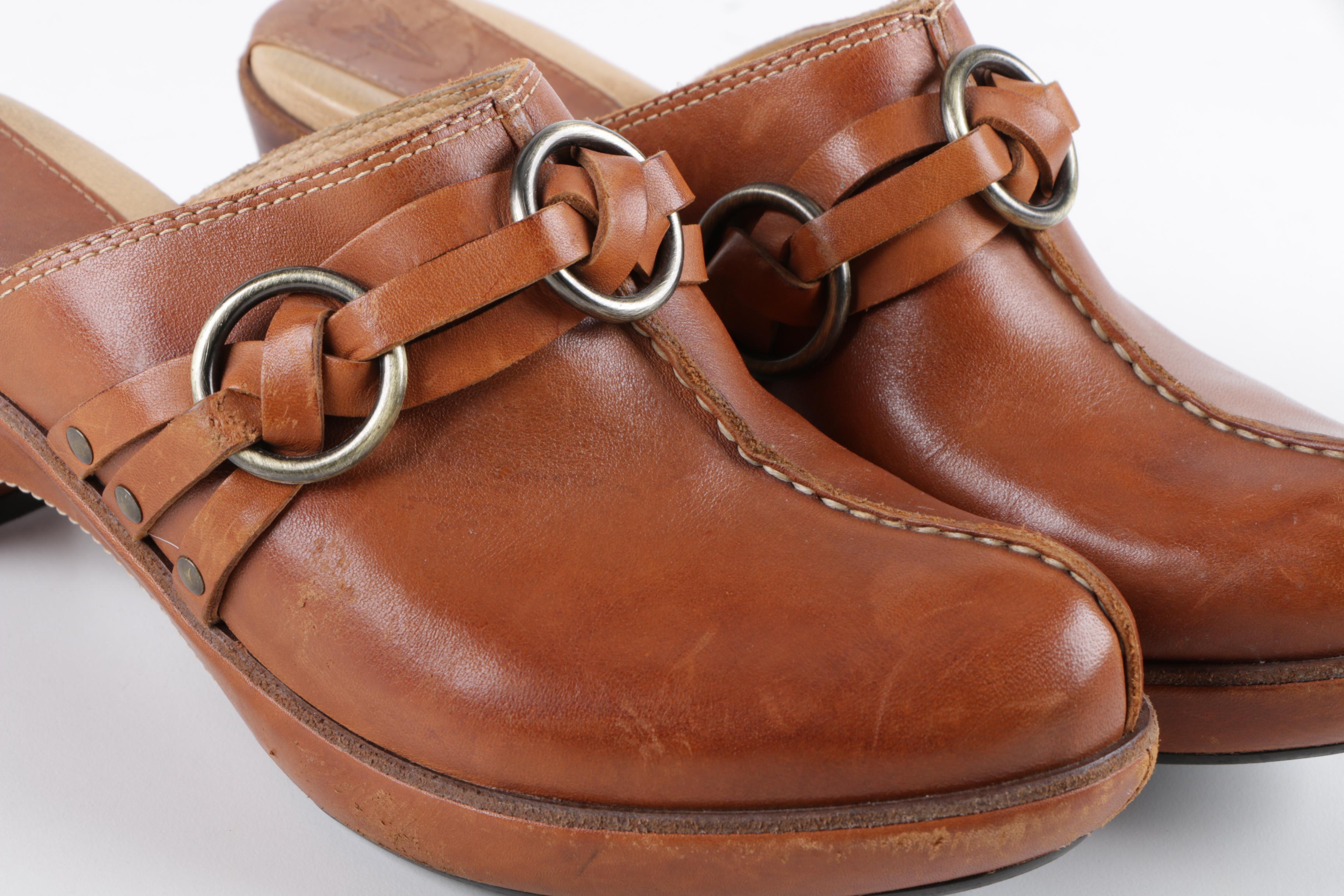 Women's Frye Brown Leather Clogs