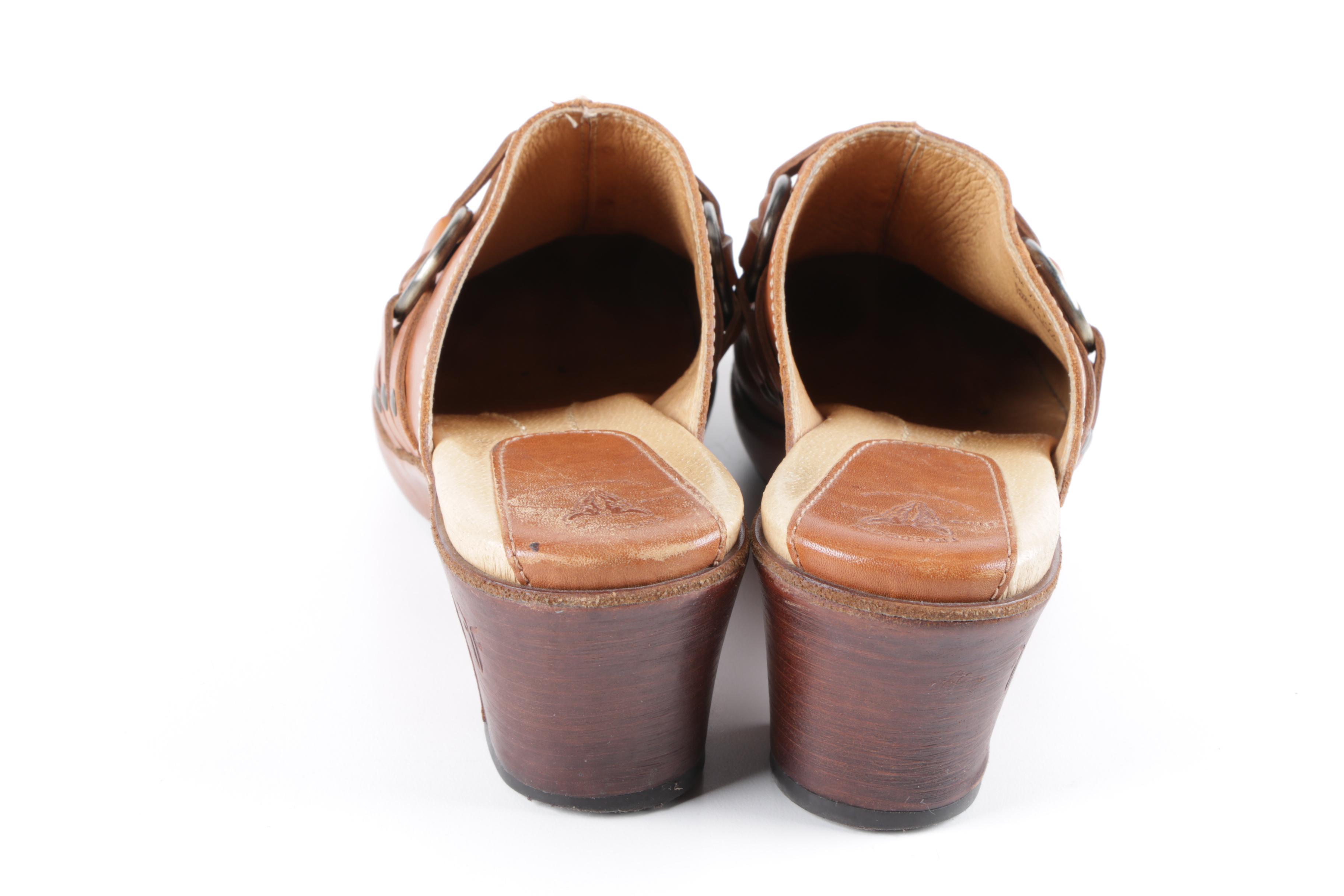 Women's Frye Brown Leather Clogs