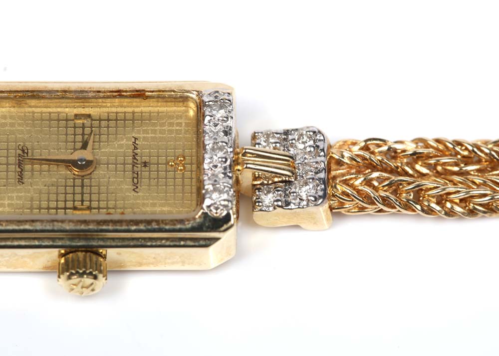 14K Yellow Gold Hamilton "Flaurent" Diamond Watch