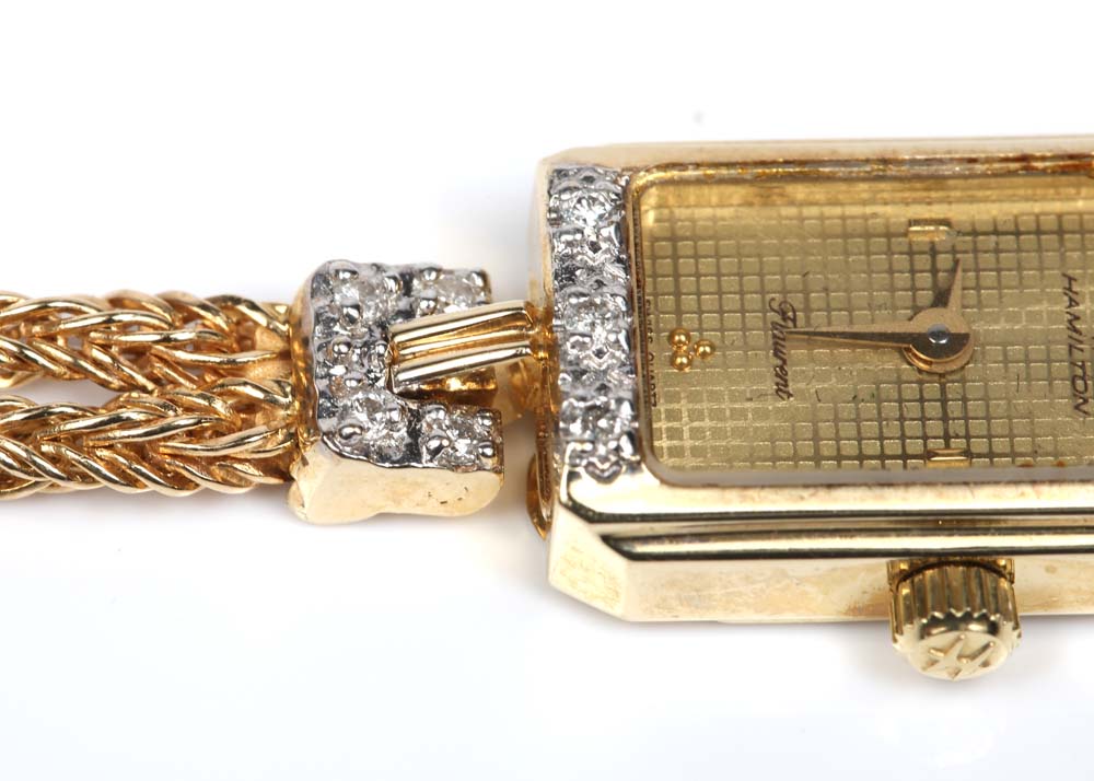 14K Yellow Gold Hamilton "Flaurent" Diamond Watch