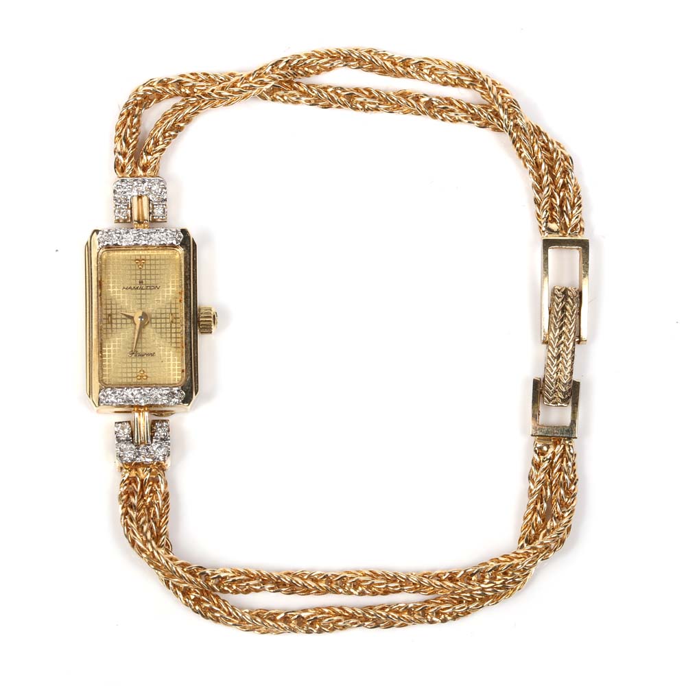 14K Yellow Gold Hamilton "Flaurent" Diamond Watch