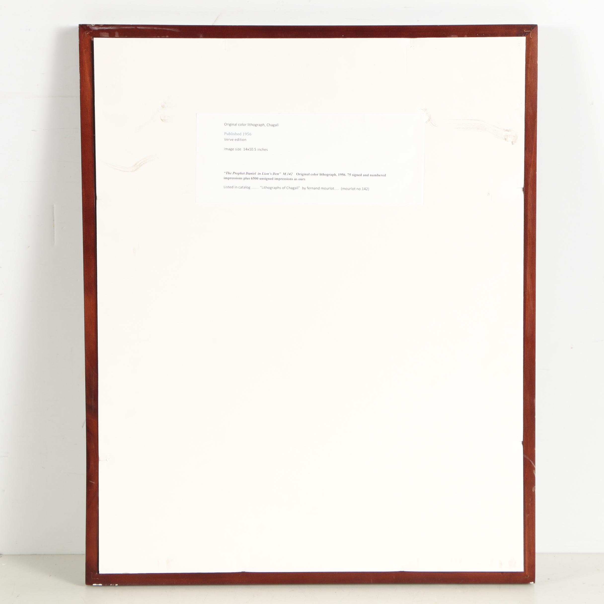 Marc Chagall Color Lithograph "The Prophet Daniel in Lion's Den"