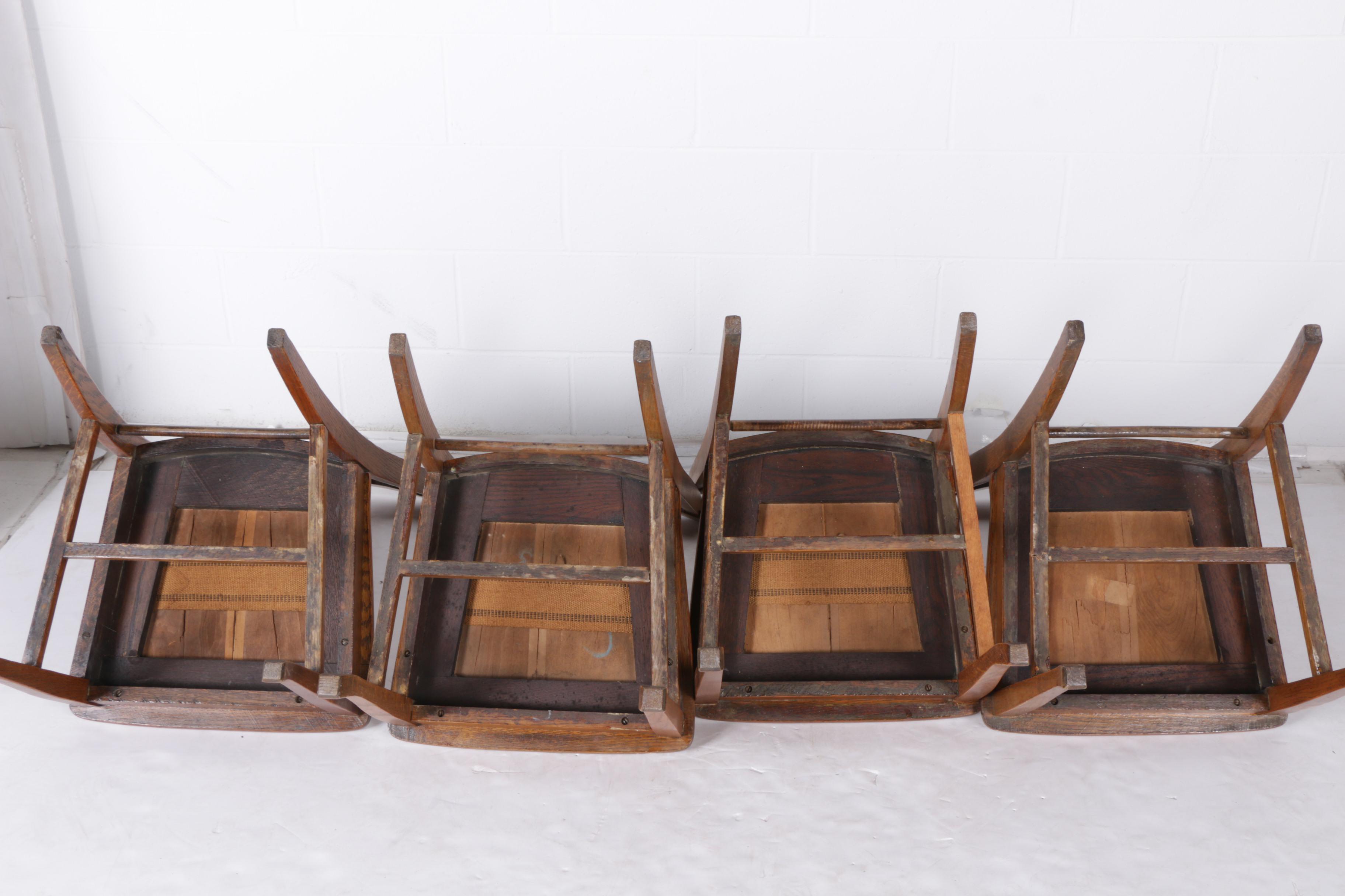 Set of Four Antique Oak Dining Chairs