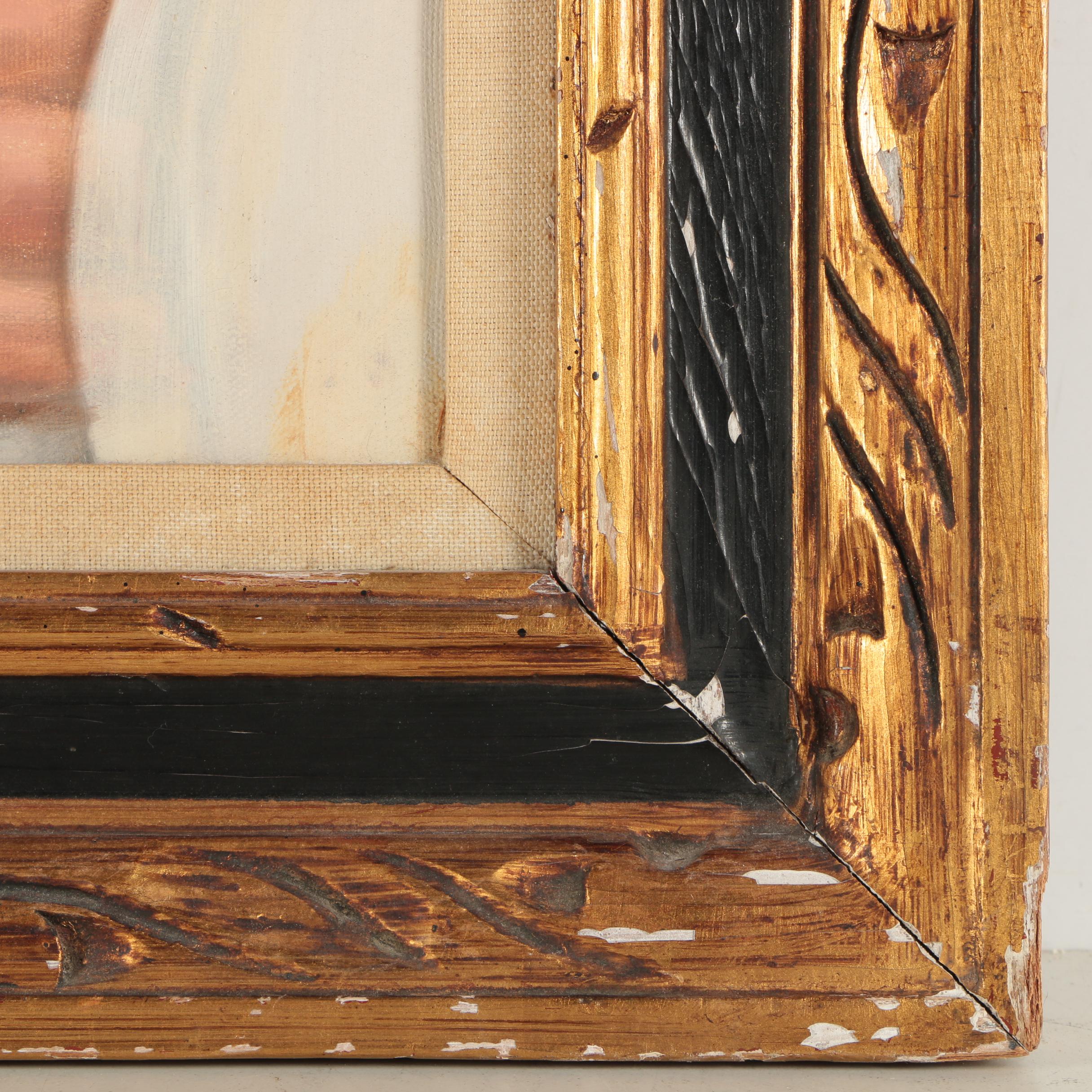 Gold Oil Portrait of Mother and Baby