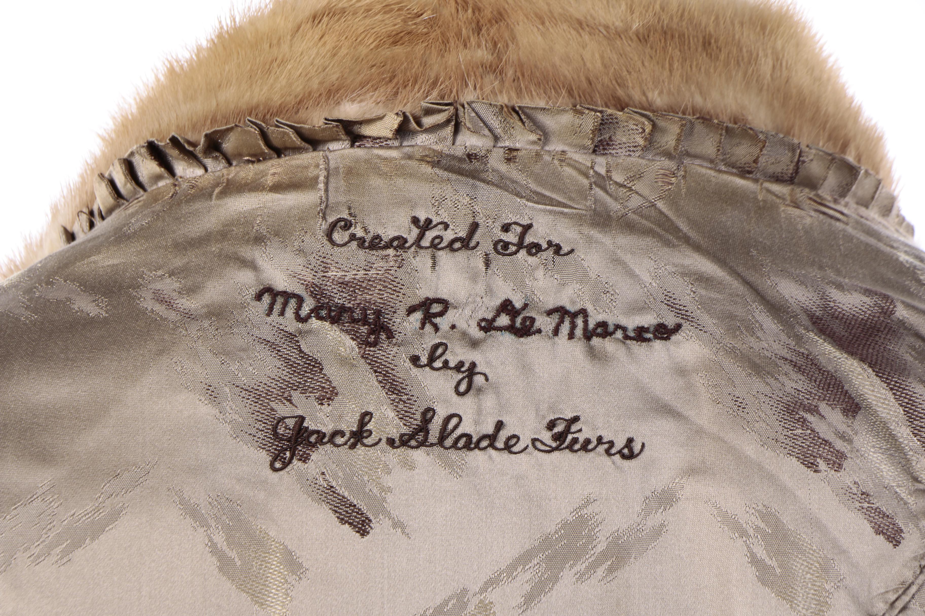 Vintage Custom Blonde Mink Fur Coat by Jack Slade Furs