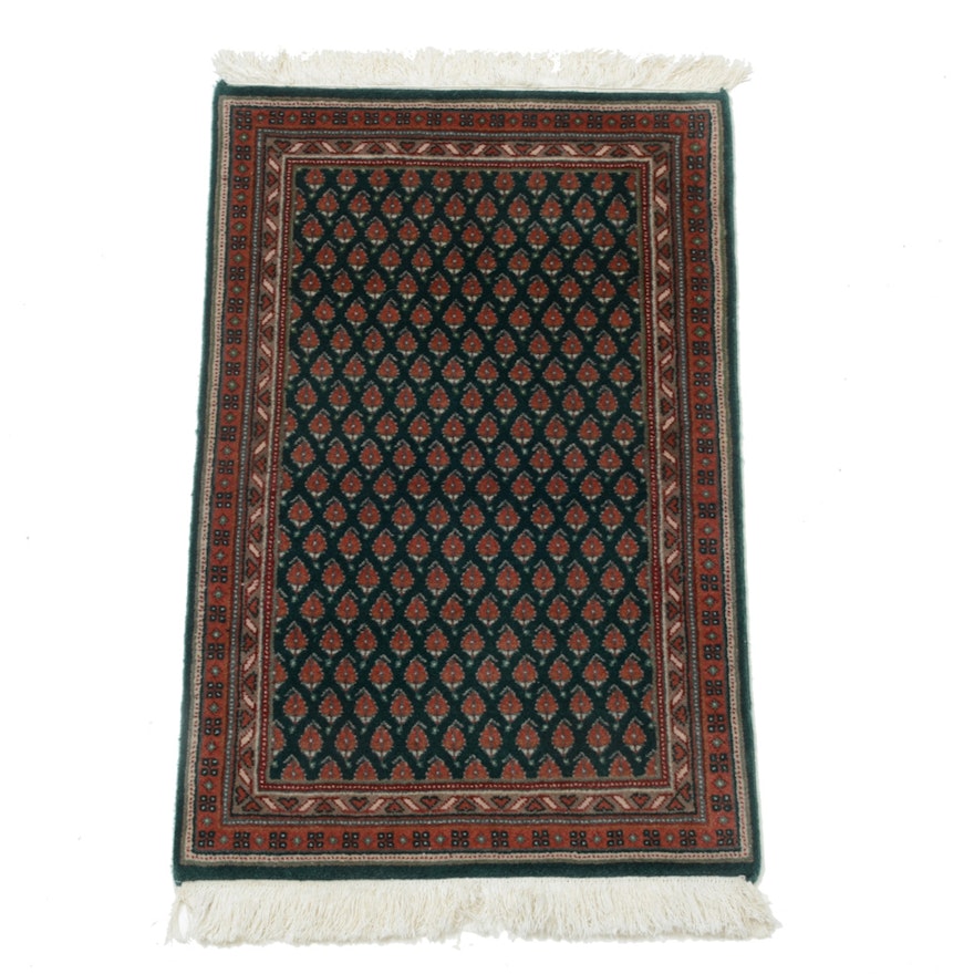 Hand-Knotted Indo-Persian "Mir-a-Boteh" Wool Accent Rug