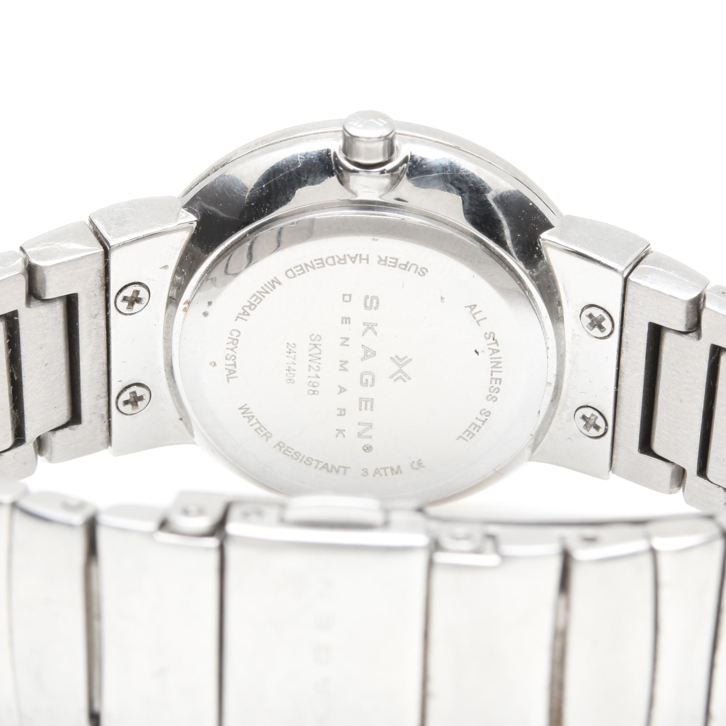 Stainless Steel Analog Watches Including Skagen and Bulova