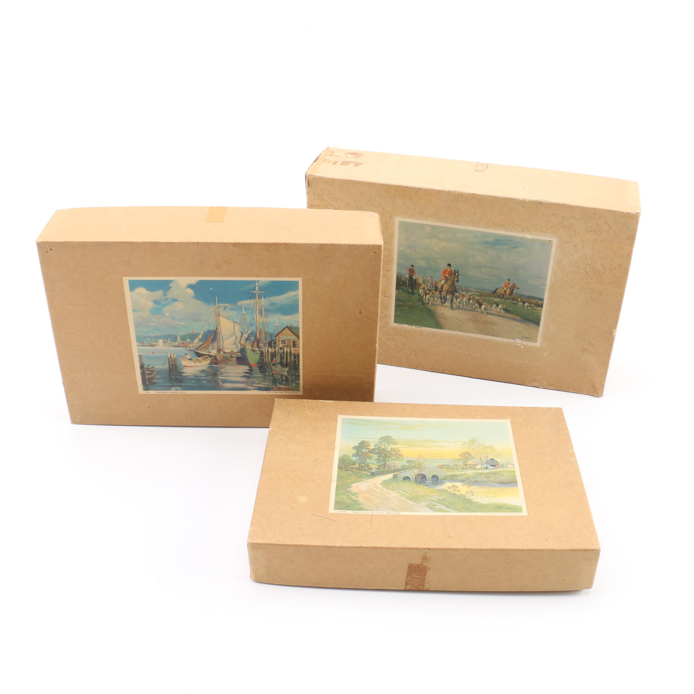 Vintage J. K. Straus Jigsaw Puzzles with Wood Pieces
