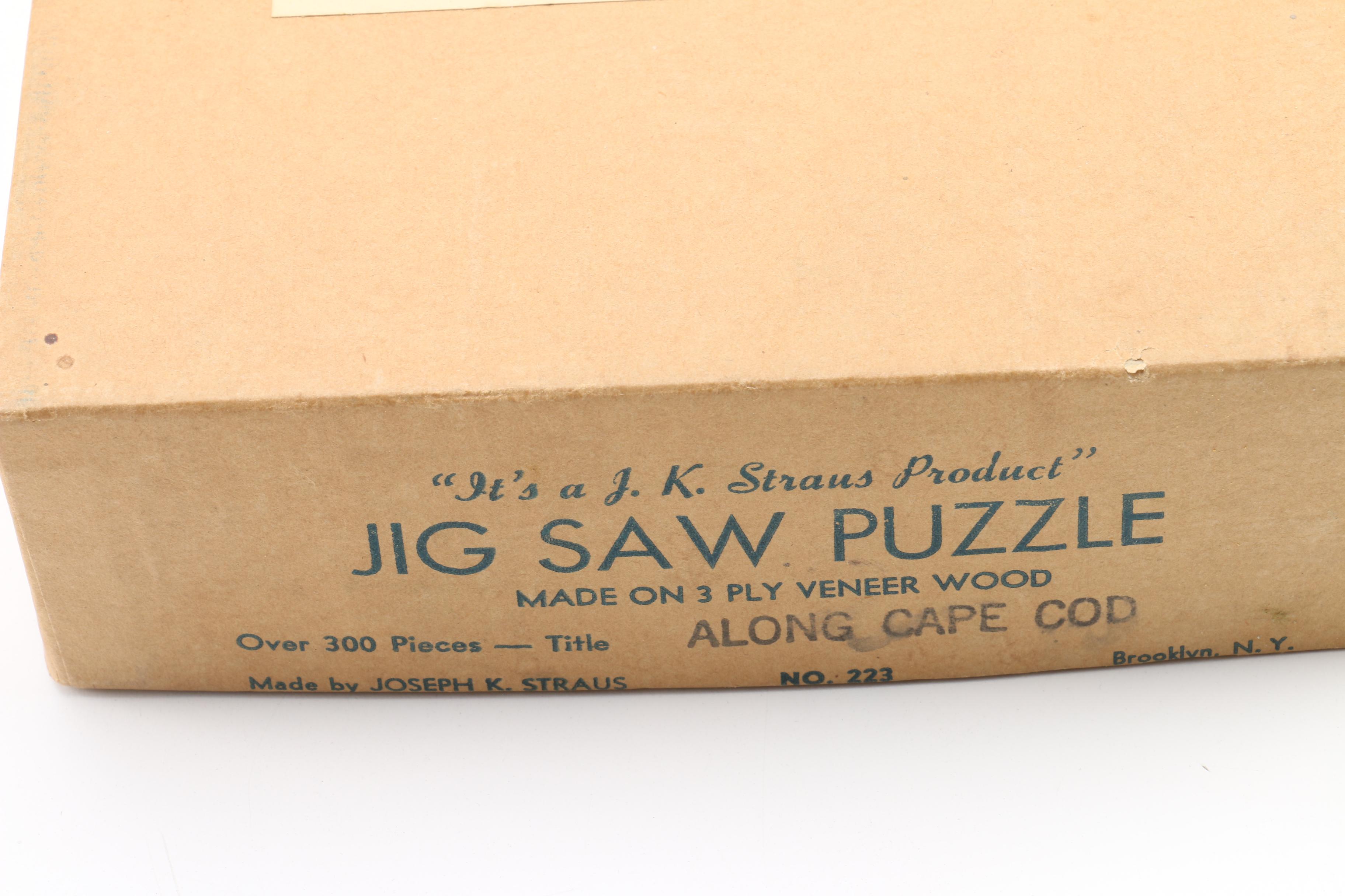 Vintage J. K. Straus Jigsaw Puzzles with Wood Pieces