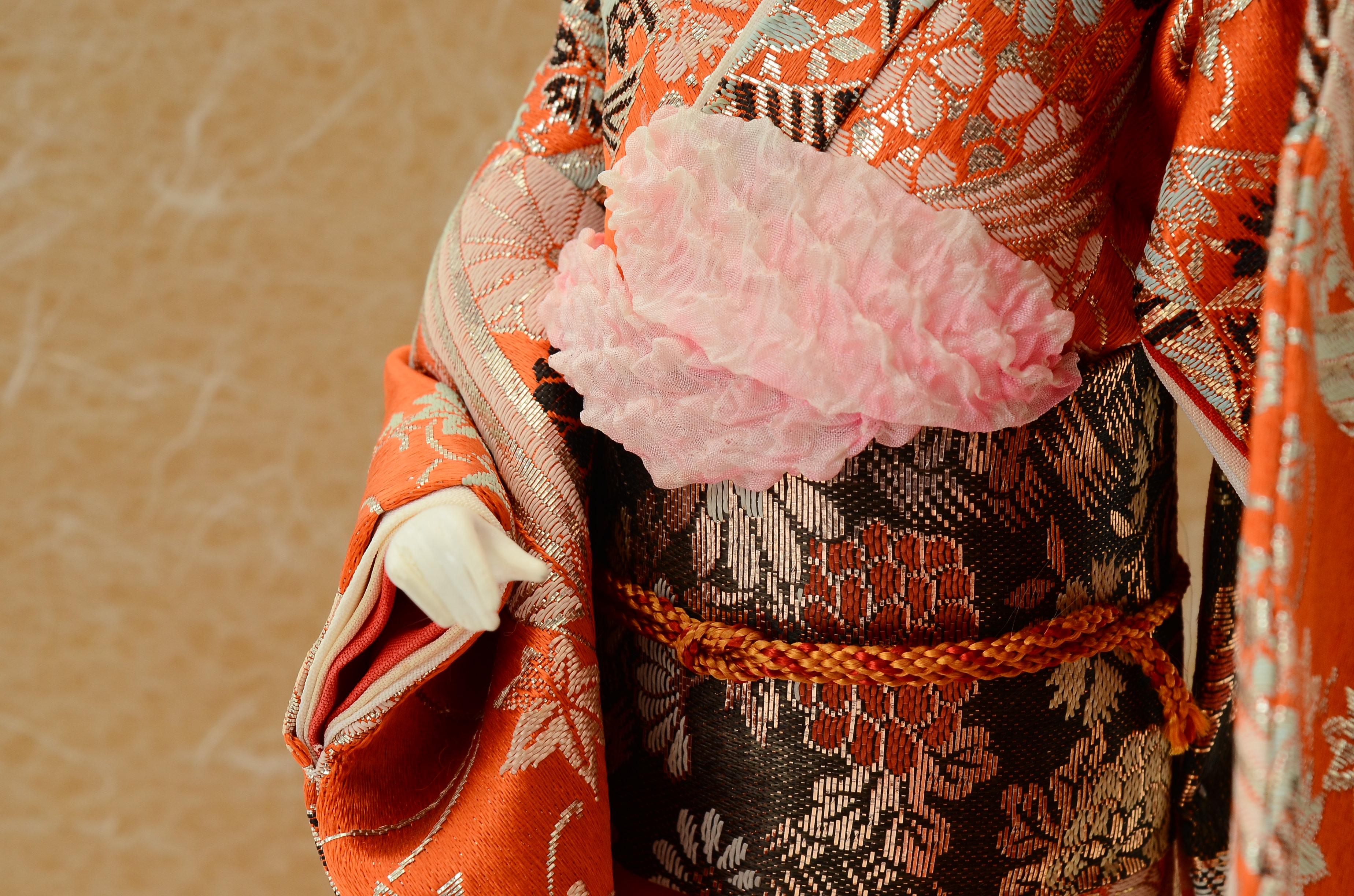 Japanese Female Figure with a Samurai Helmet and Glass Display Case