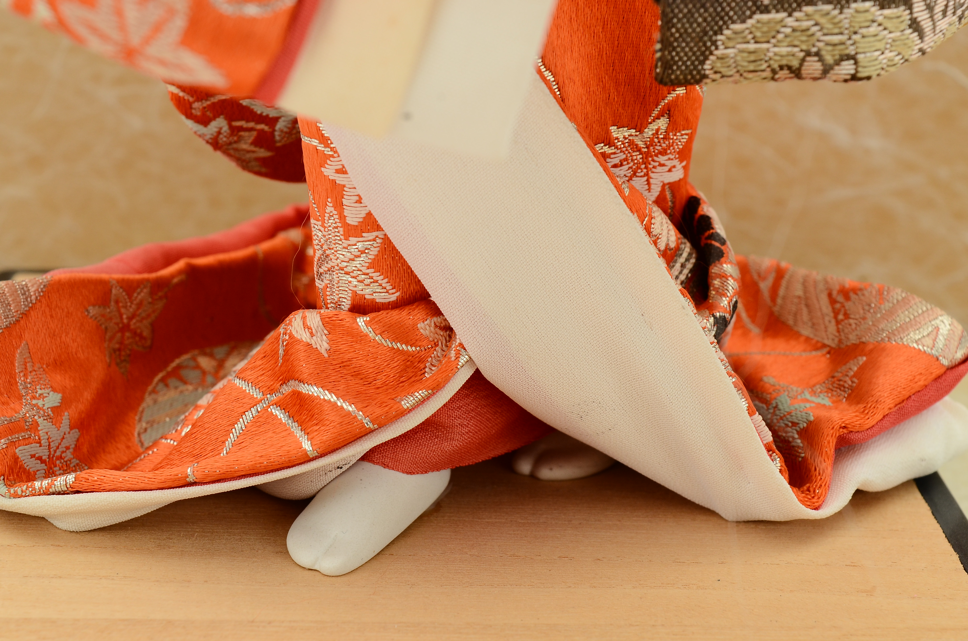Japanese Female Figure with a Samurai Helmet and Glass Display Case