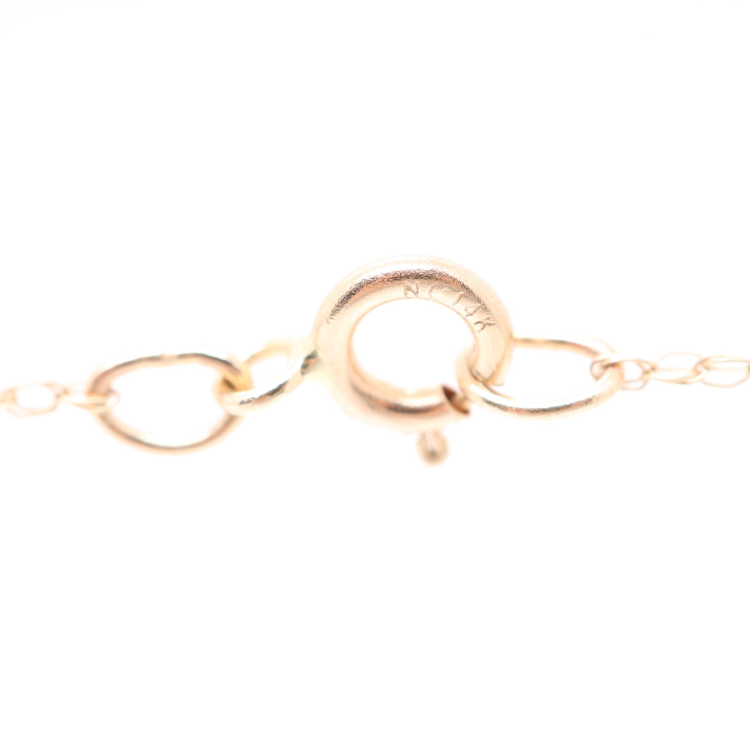 14K Yellow Gold Diamond Pendant Necklace