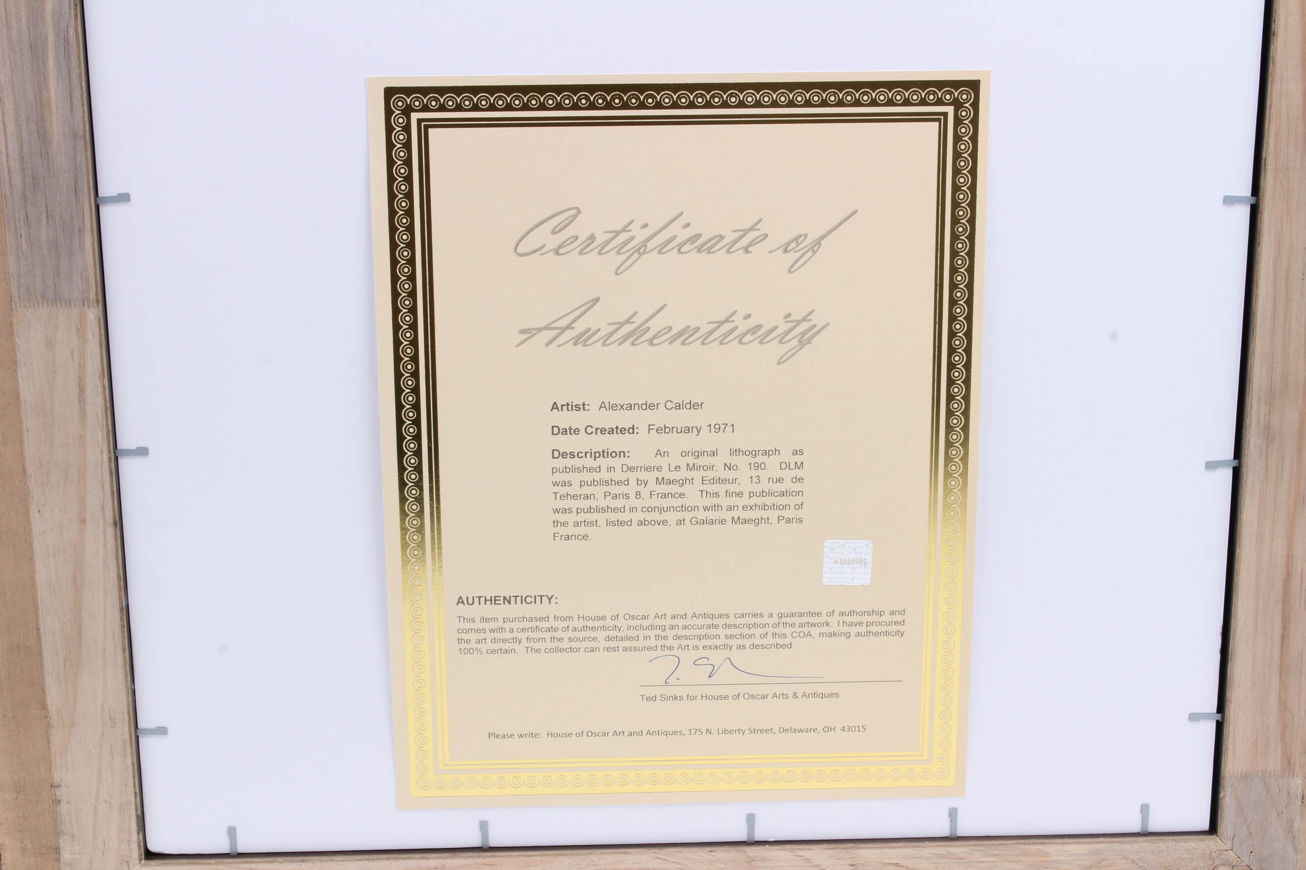 Alexander Calder 1971 Color Lithograph from "Derriere le Miroir"