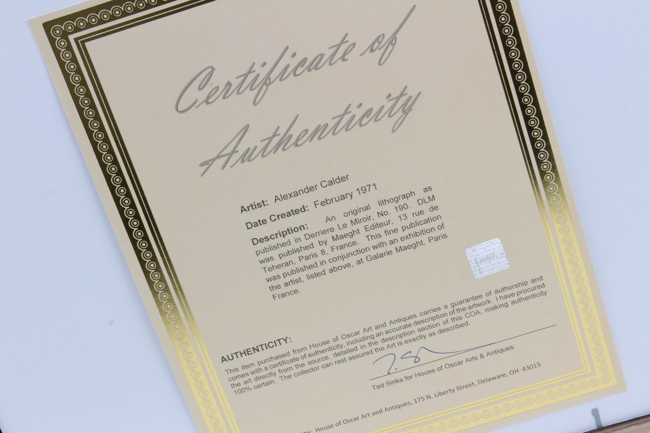 Alexander Calder 1971 Color Lithograph from "Derriere le Miroir"