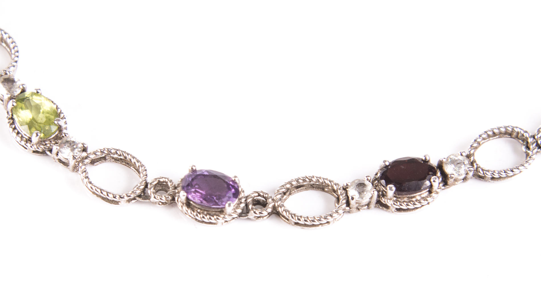 Sterling Silver 6.34 CTW Topaz and Multi-Gemstone Necklace