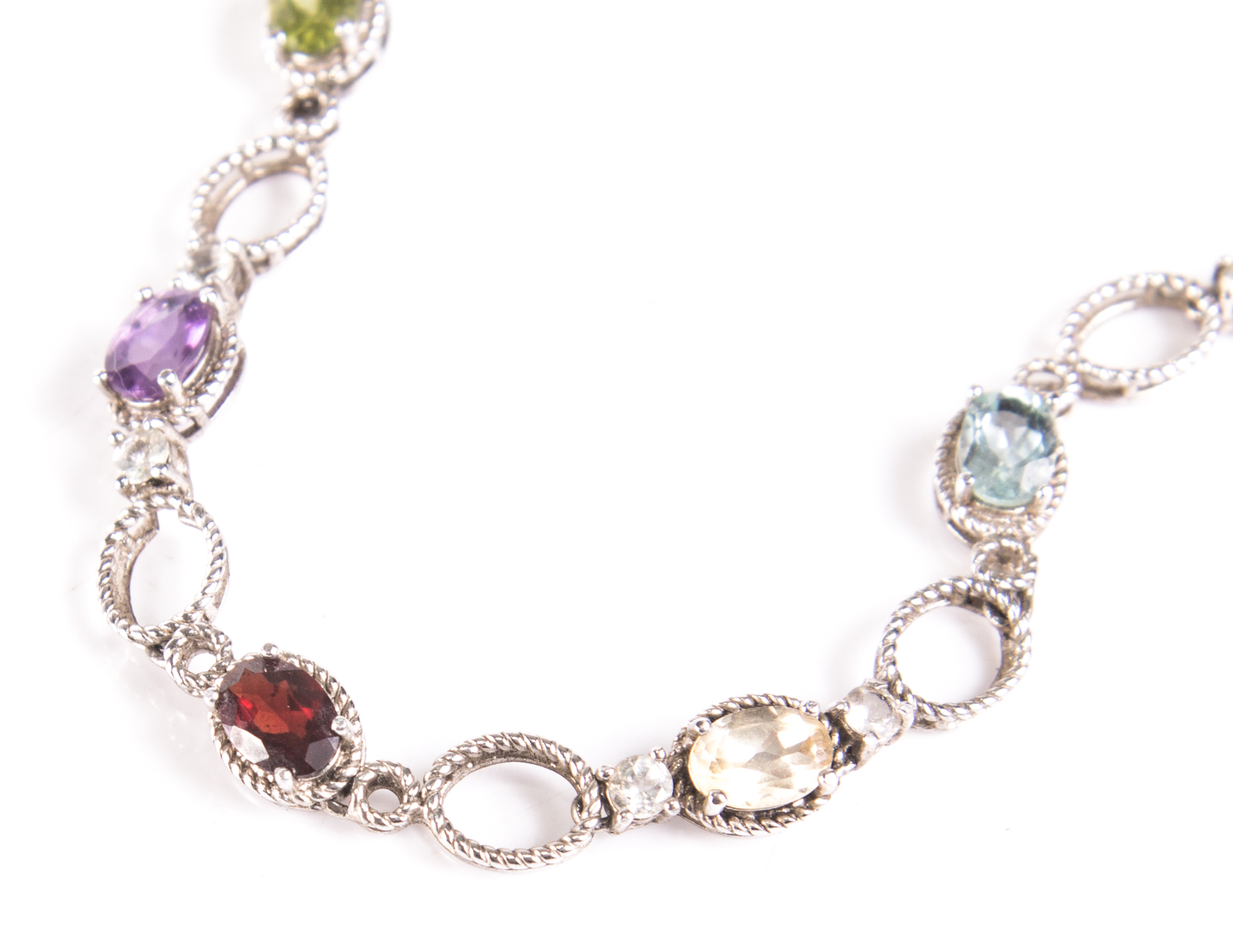 Sterling Silver 6.34 CTW Topaz and Multi-Gemstone Necklace