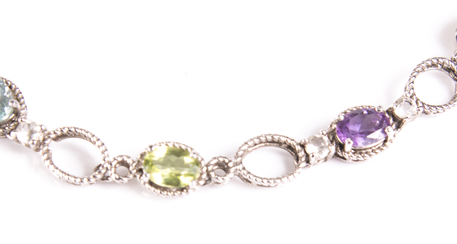 Sterling Silver 6.34 CTW Topaz and Multi-Gemstone Necklace