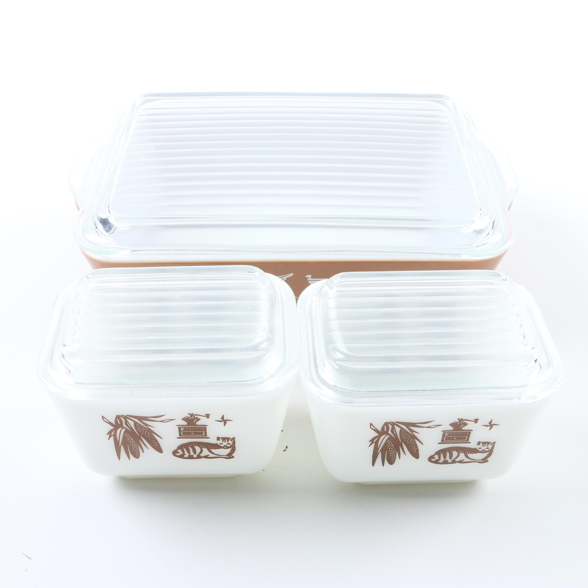 Pyrex "Early American" Refrigerator Dish Set, Circa 1962-1971