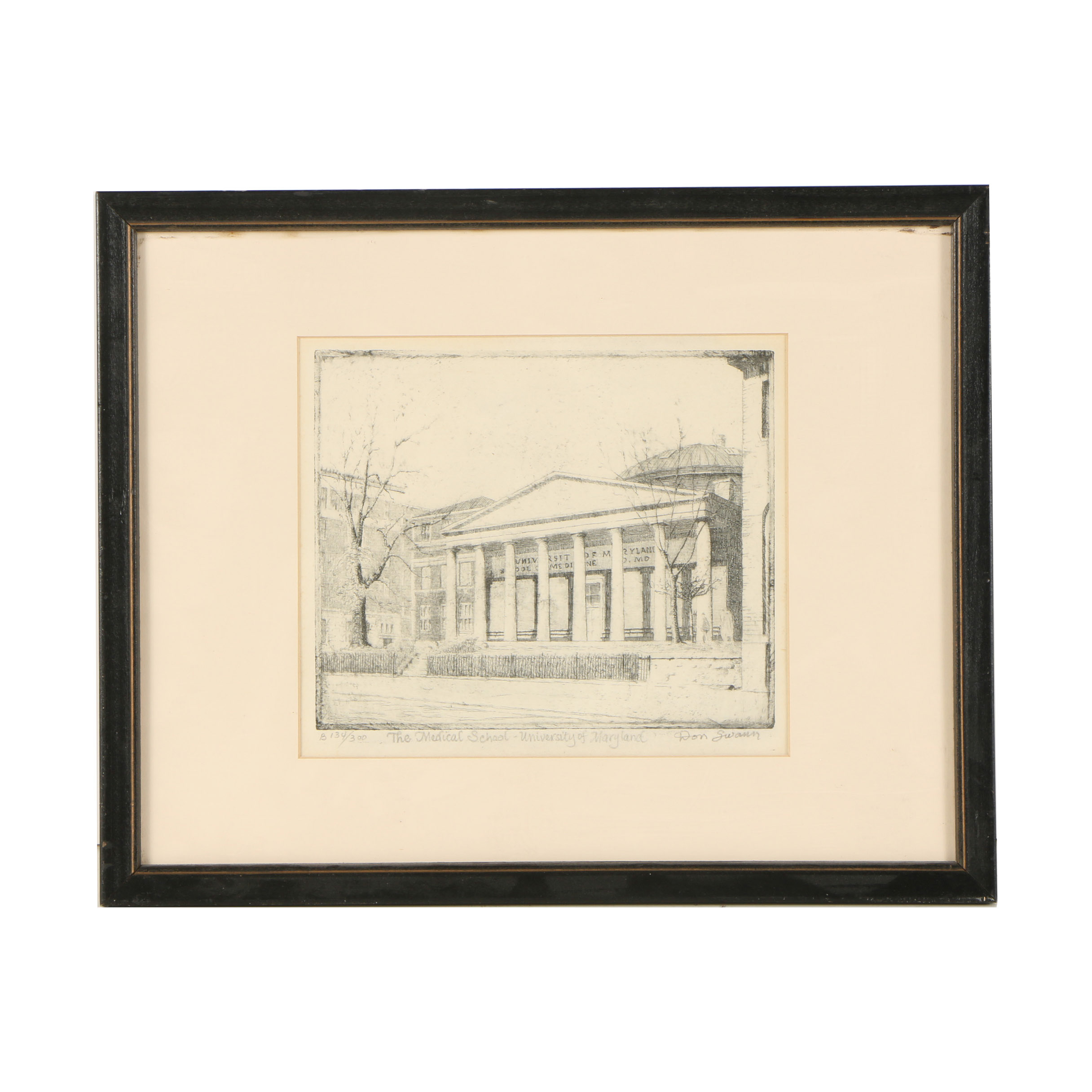 Don Swann Etching "The Medical School - University of Maryland"