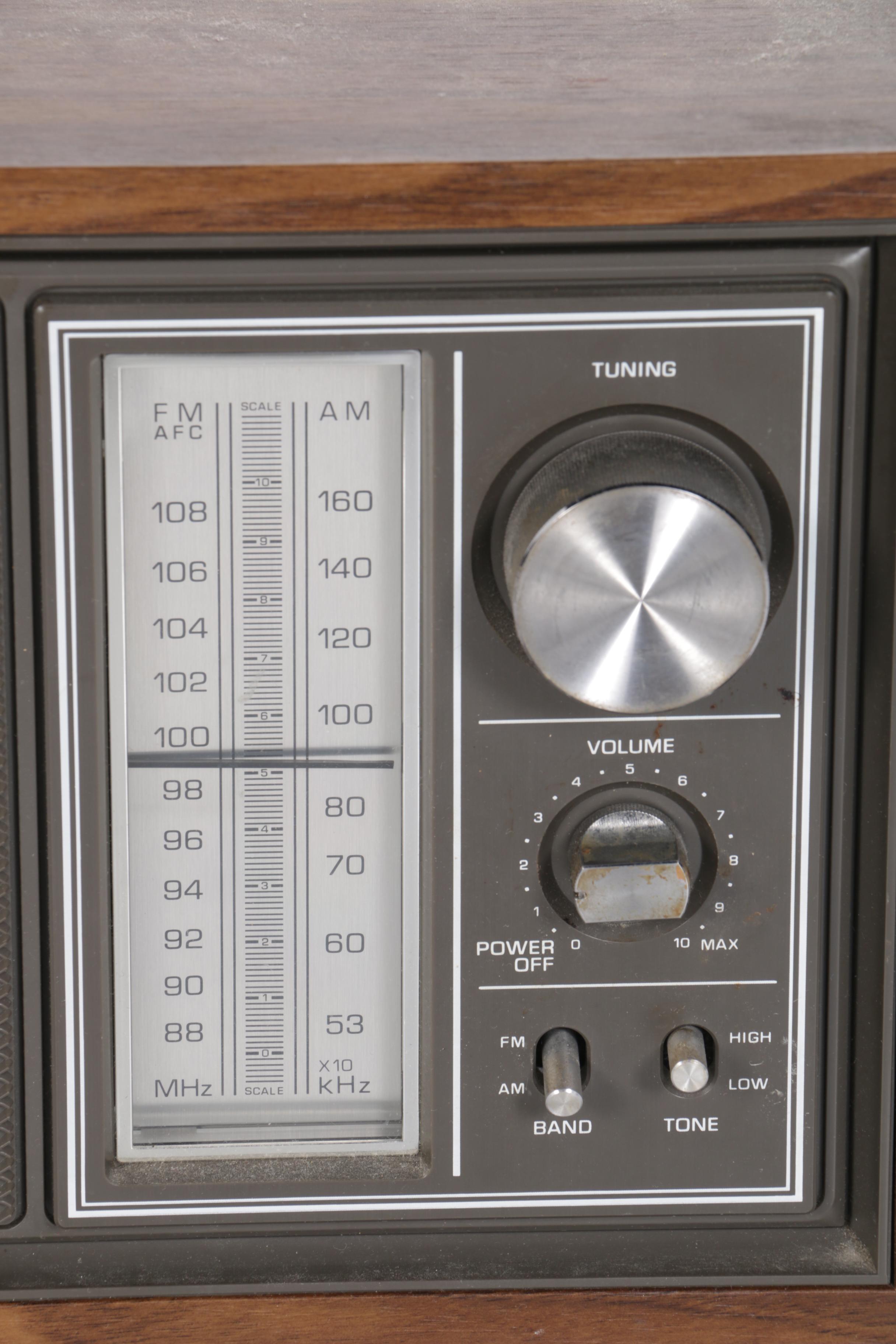 Vintage Panasonic Turntable, Television, Speakers, and Radio Tuners